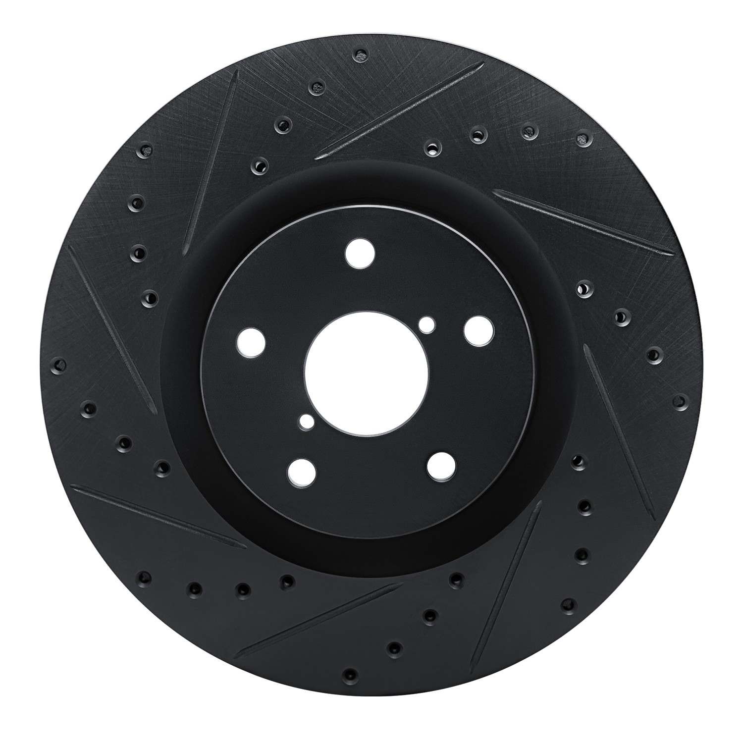 R1 Concepts -23 Subaru Ascent Front Left Drilled & Slotted Black Brake Rotor