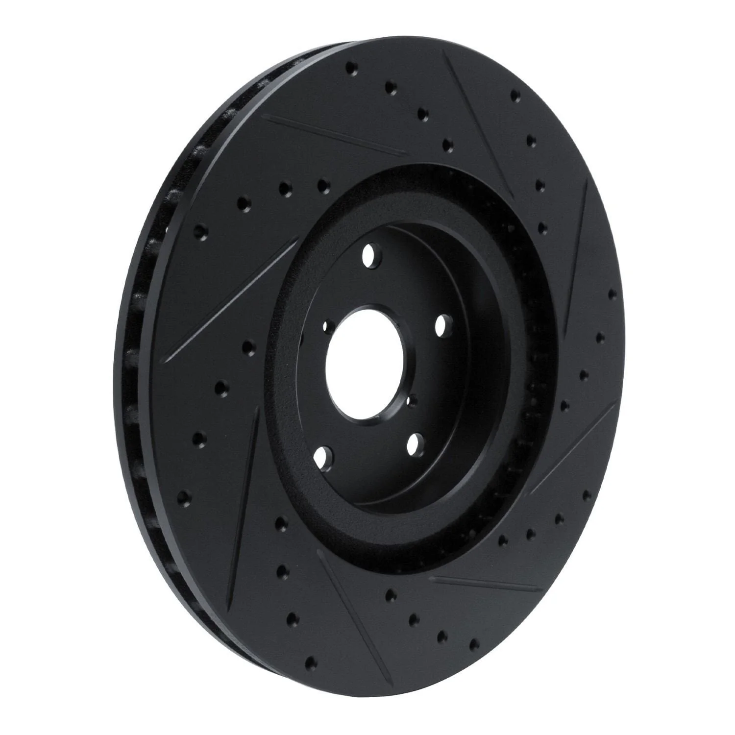 R1 Concepts -23 Subaru Ascent Front Left Drilled & Slotted Black Brake Rotor - Image 2