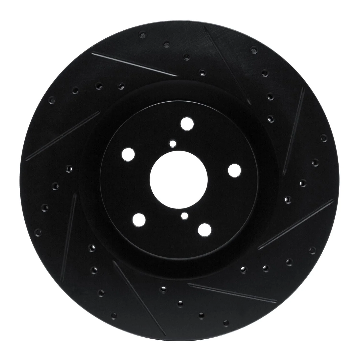 R1 Concepts -23 Subaru Ascent Front Right Drilled & Slotted Black Brake Rotor