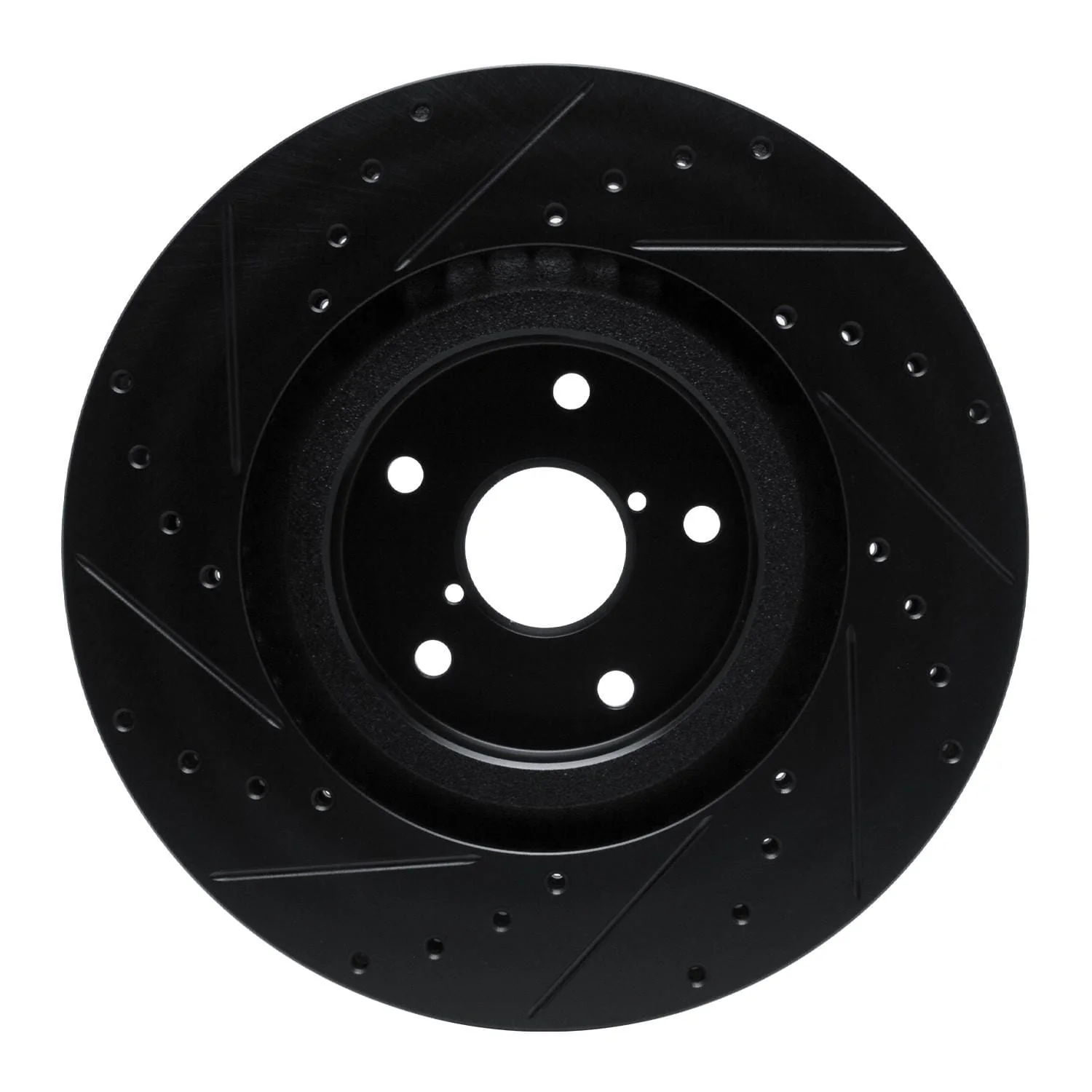 R1 Concepts -23 Subaru Ascent Front Right Drilled & Slotted Black Brake Rotor - Image 2