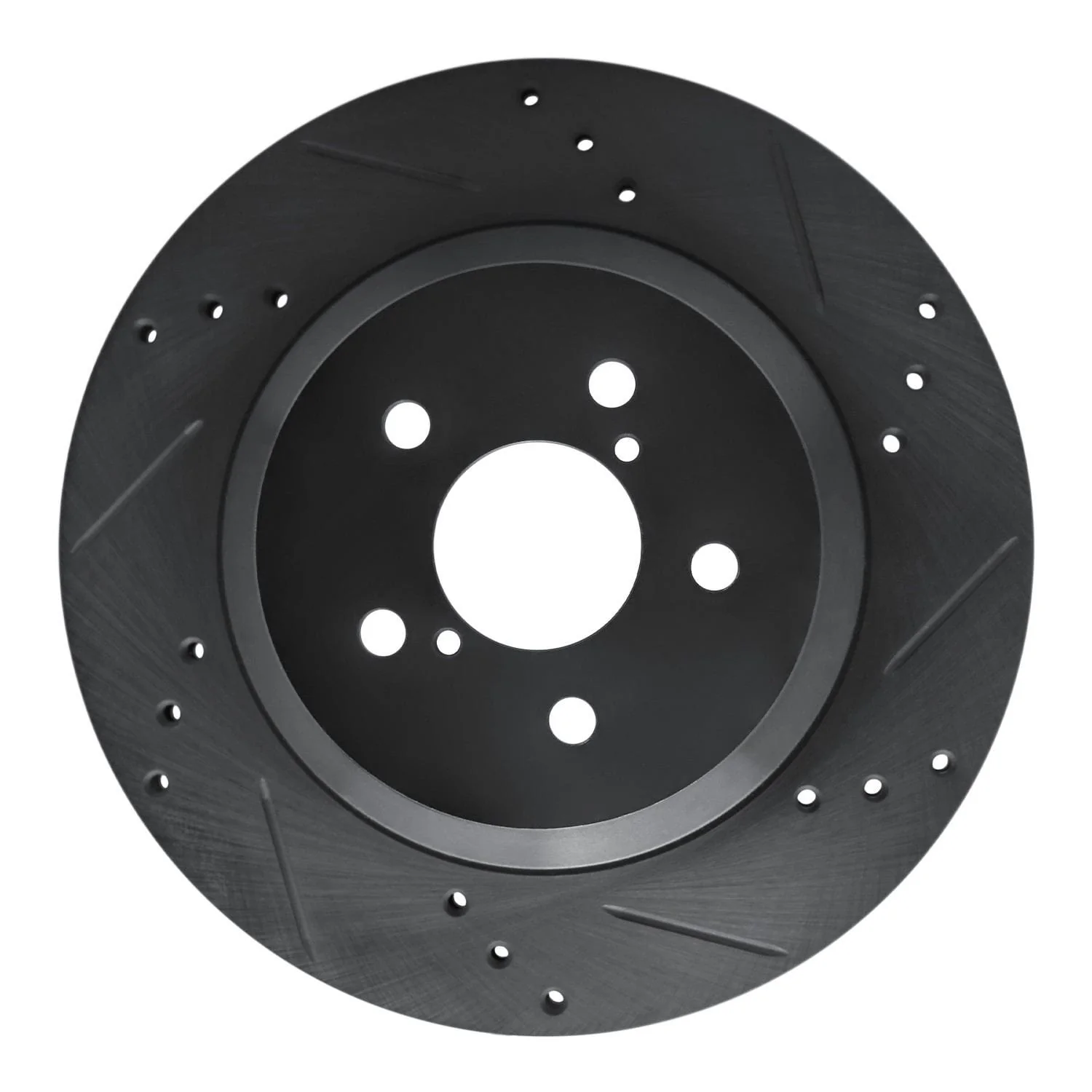 R1 Concepts -23 Subaru Crosstrek Rear Right Drilled & Slotted Black Brake Rotor