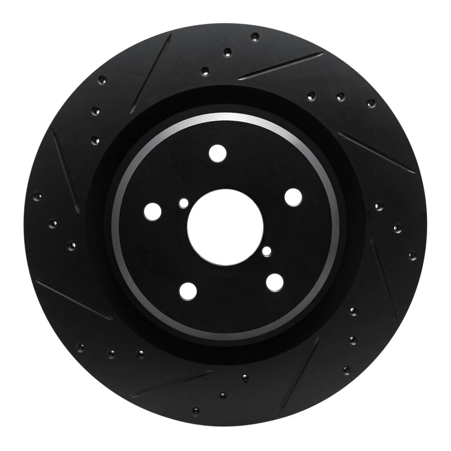 R1 Concepts -25 Subaru Ascent Rear Left Drilled & Slotted Black Brake Rotor
