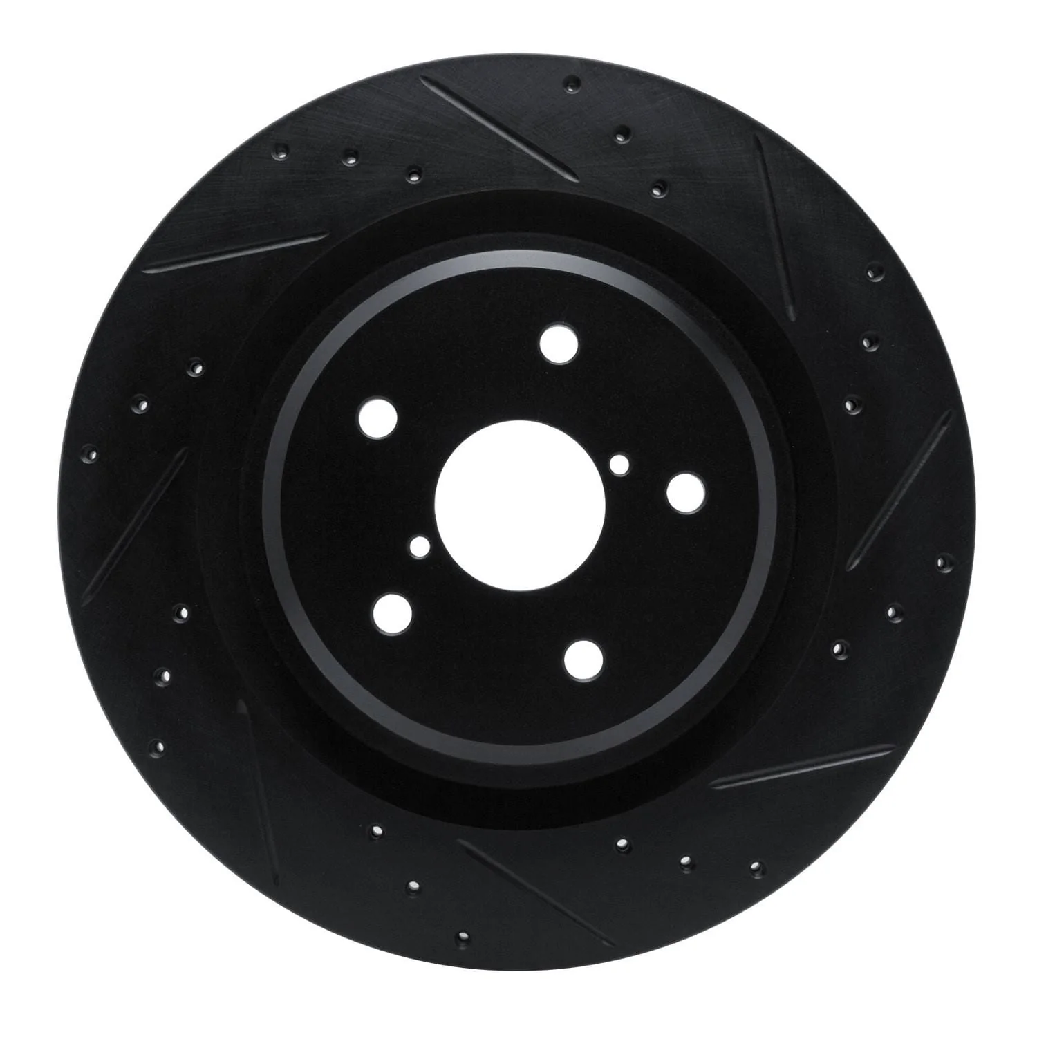 R1 Concepts -25 Subaru Ascent Rear Right Drilled & Slotted Black Brake Rotor