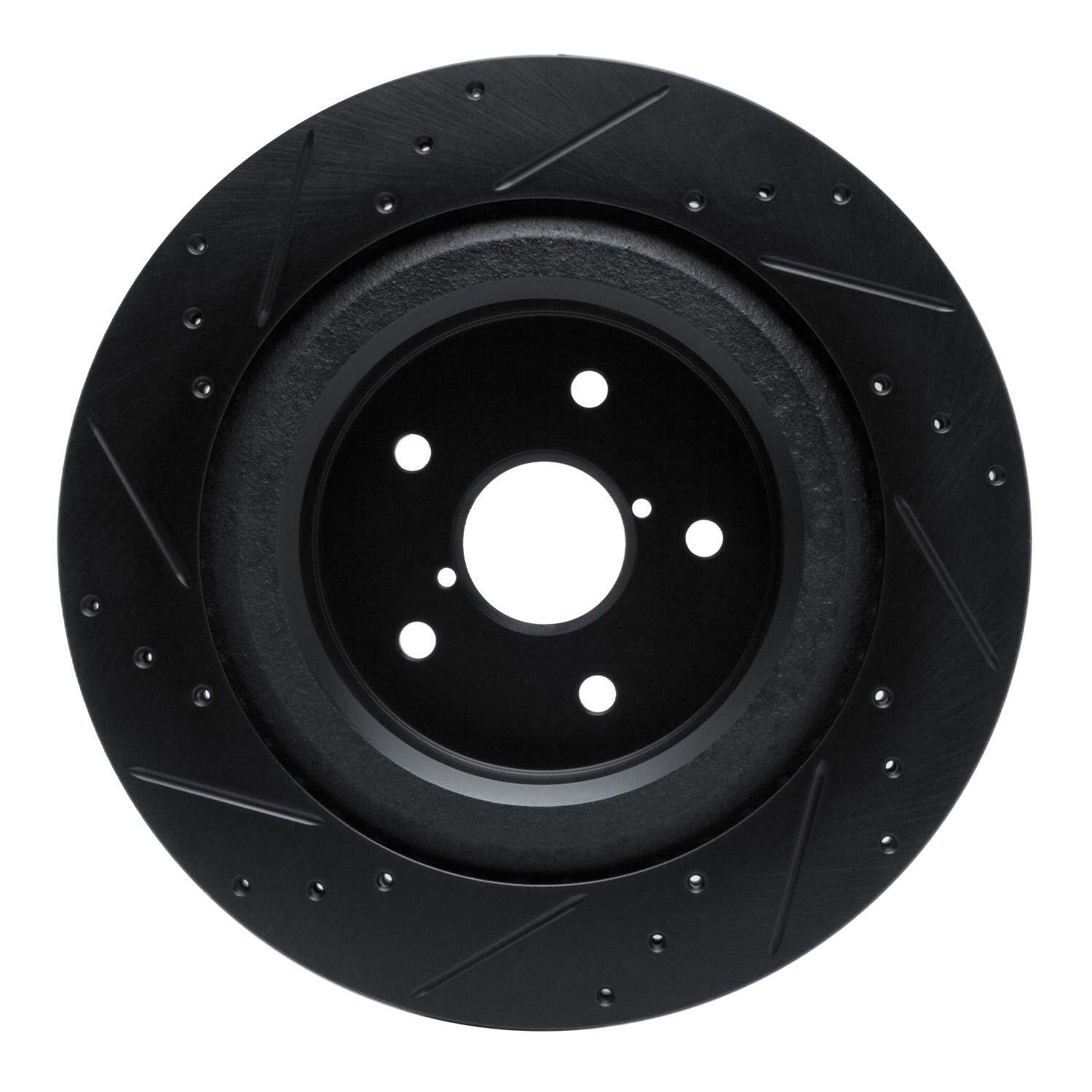 R1 Concepts -25 Subaru Ascent Rear Right Drilled & Slotted Black Brake Rotor - Image 2