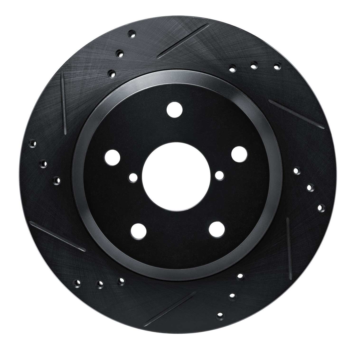 R1 Concepts -25 Subaru Crosstrek Rear Left Drilled & Slotted Black Brake Rotor