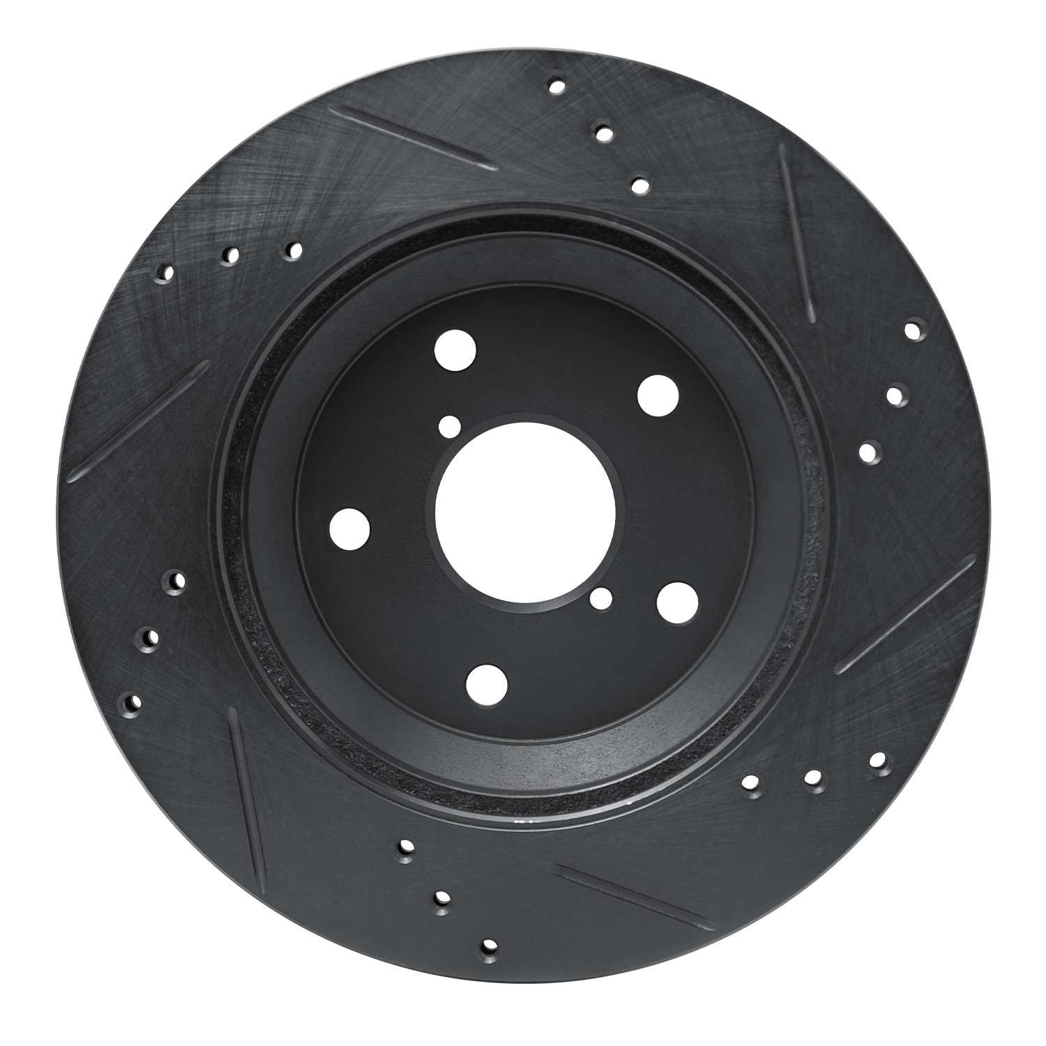 R1 Concepts -25 Subaru Crosstrek Rear Left Drilled & Slotted Black Brake Rotor - Image 2