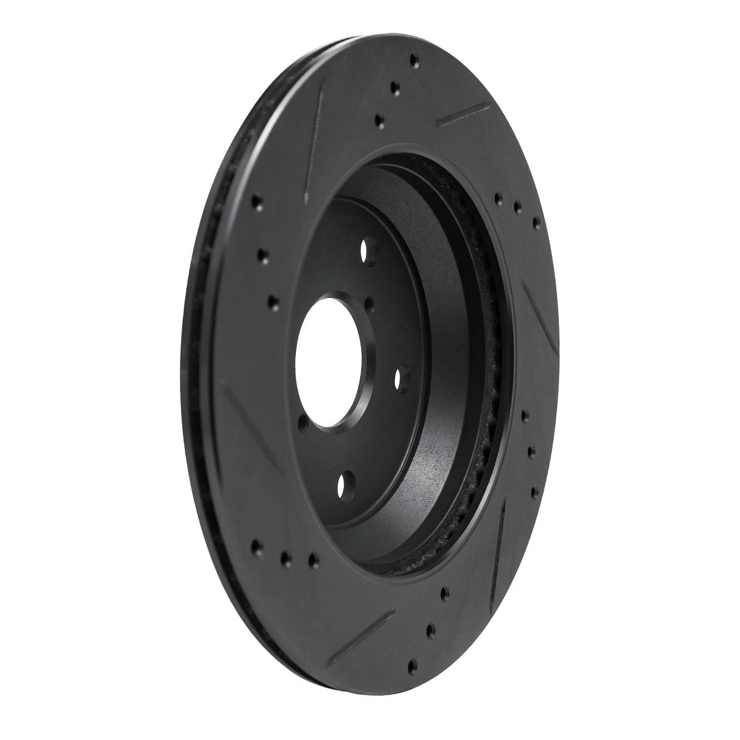 R1 Concepts -25 Subaru Crosstrek Rear Right Drilled & Slotted Black Brake Rotor - Image 2