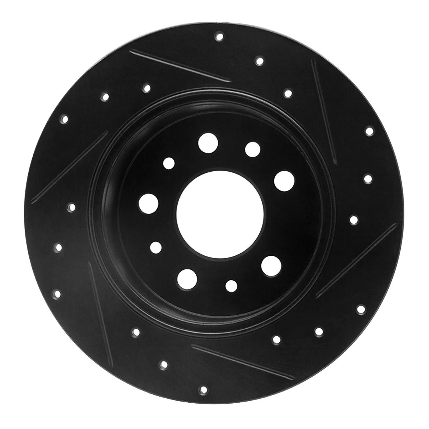 R1 Concepts 61-91 Mercedes-Benz 230S Rear Left Drilled & Slotted Black Brake Rotor - Image 2