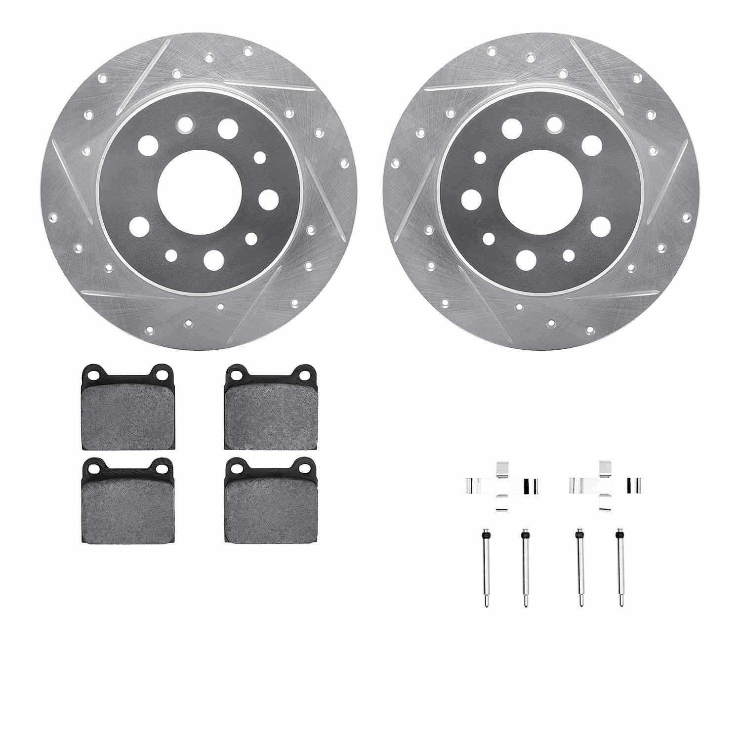 R1 Concepts 61-91 Mercedes-Benz 250SL Rear Drill/Slot Silver Rotors w/Euro Ceramic Pads