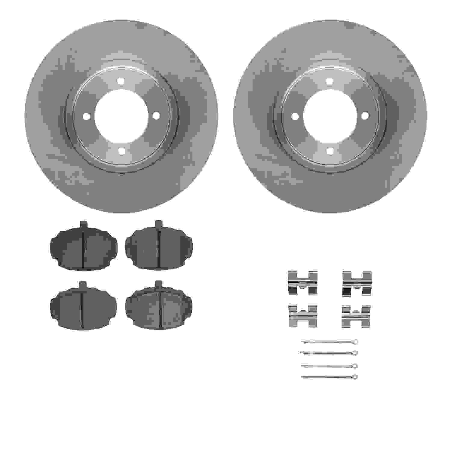 R1 Concepts 62-80 MG MGB Front Brake Rotor Set w/Optimum OE Pads and Hardware