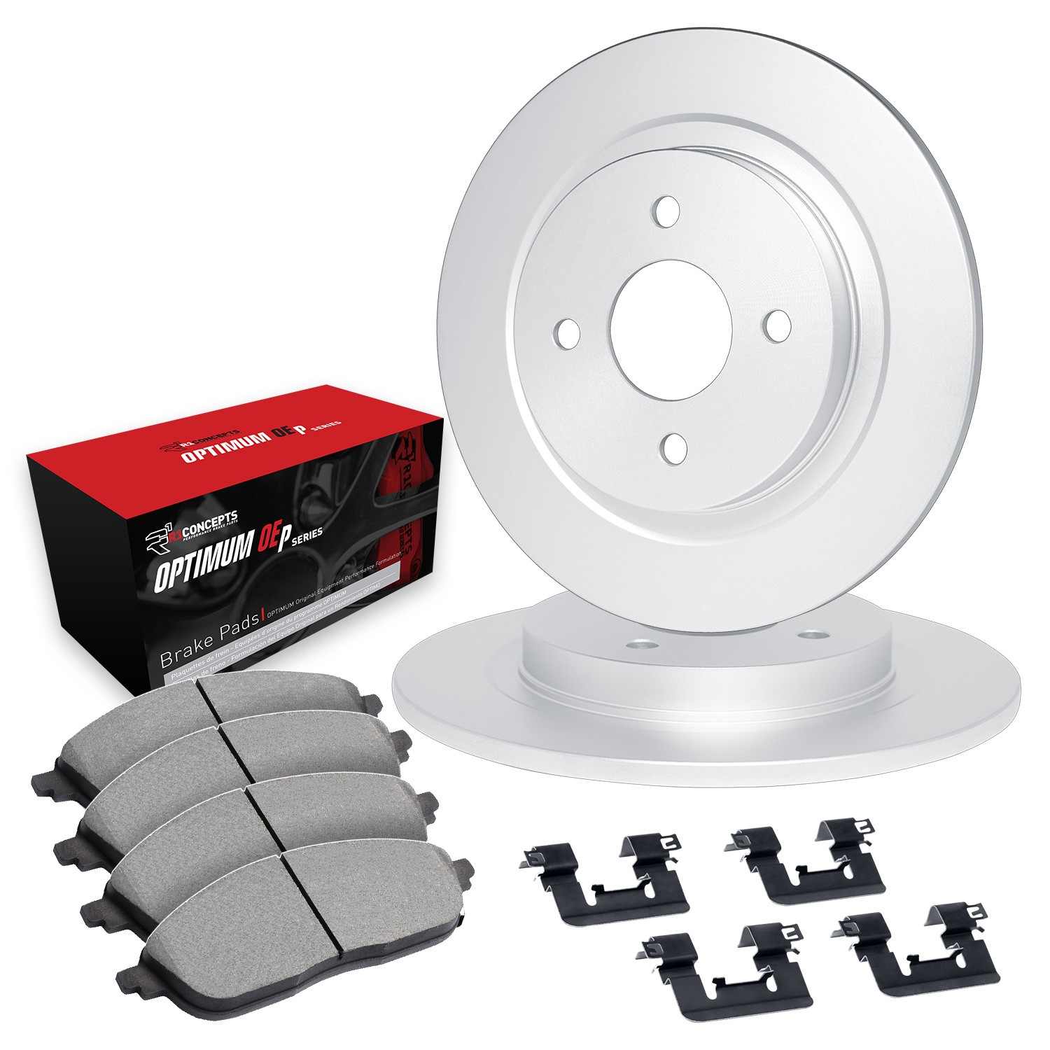 R1 Concepts 62-80 MG MGB Front Brake Rotor Set w/Optimum OE Pads and Hardware - Image 2