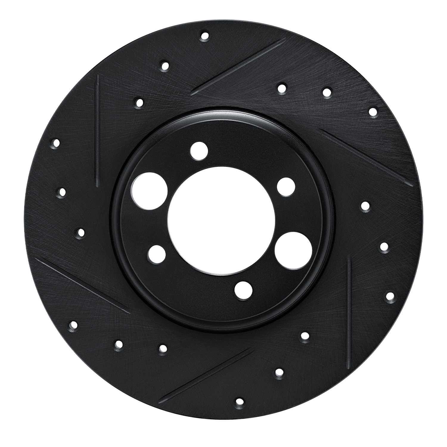 R1 Concepts 62-87 Jaguar XJS Rear Left Drilled & Slotted Black Brake Rotor