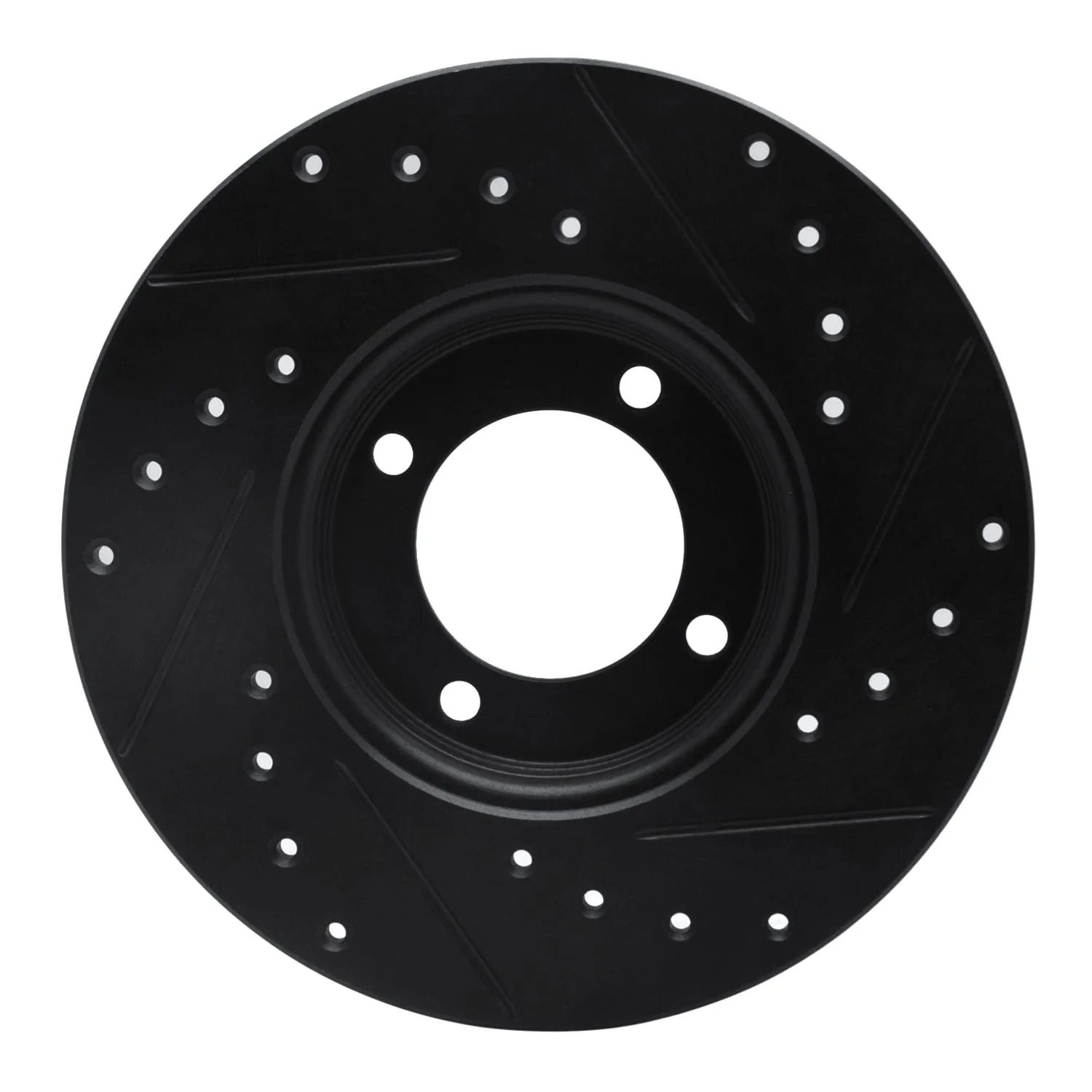 R1 Concepts 63-86 Ford Cortina Front Left Drilled & Slotted Black Brake Rotor - Image 2