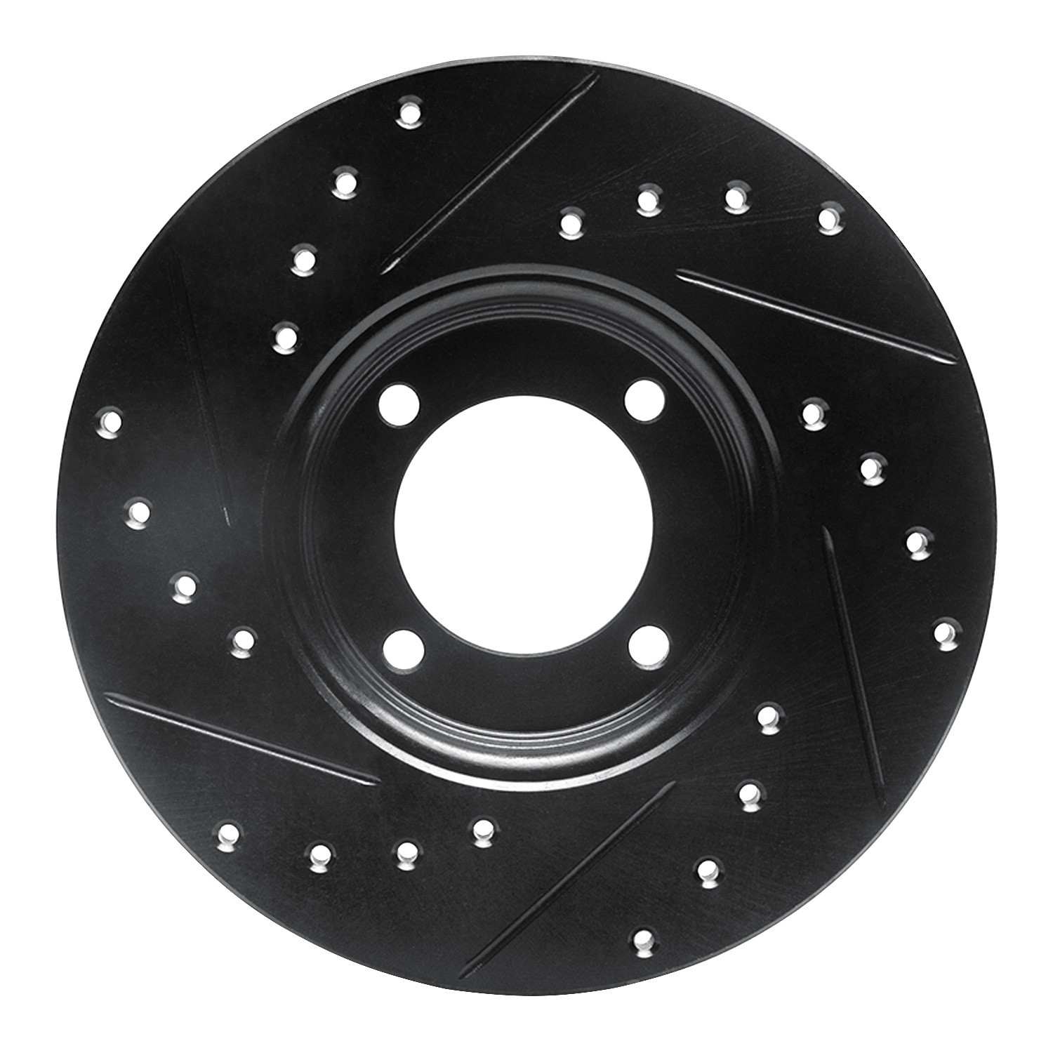 R1 Concepts 63-86 Ford Cortina Front Right Drilled & Slotted Black Brake Rotor - Image 2