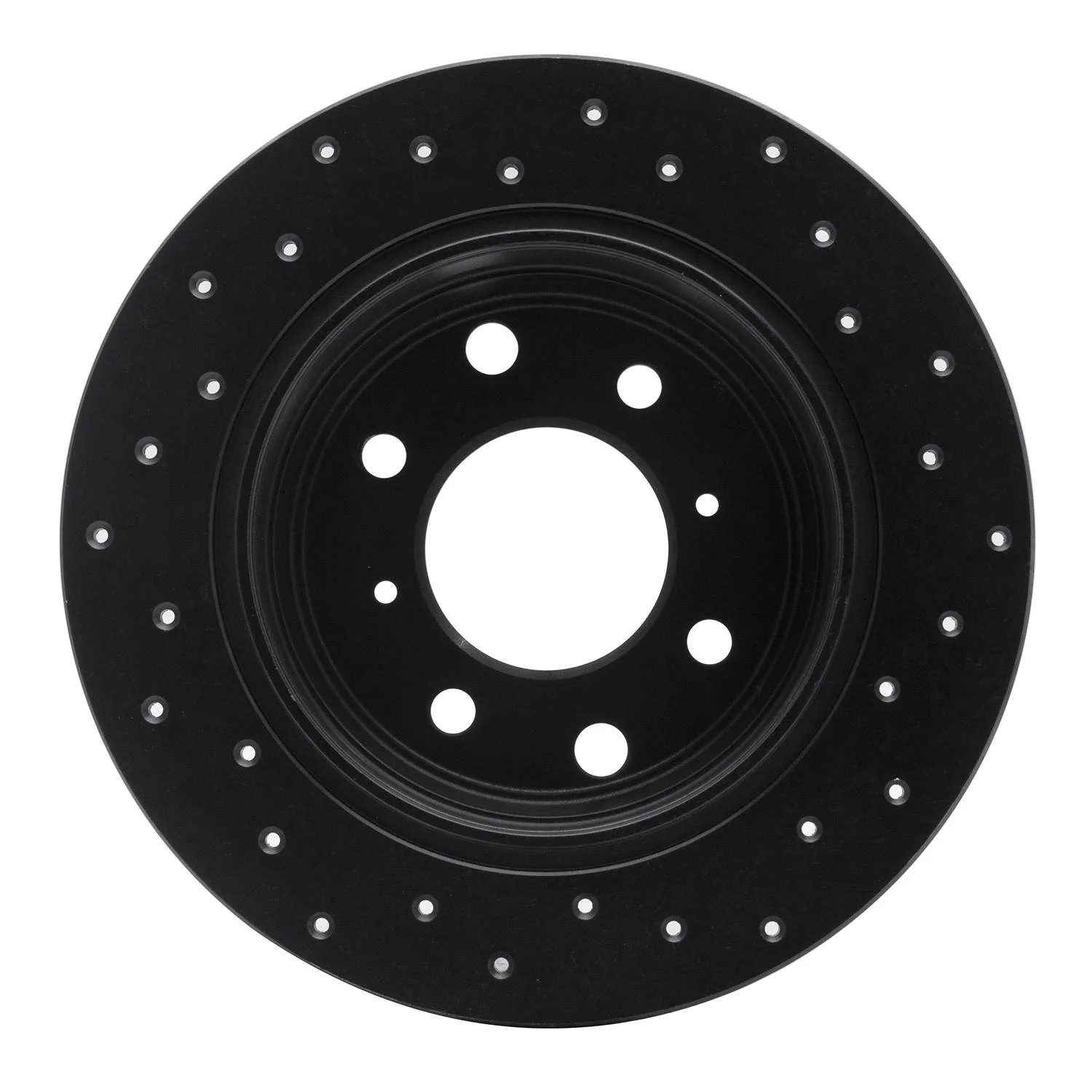 R1 Concepts 64-94 Alfa Romeo BERLINA Rear Left Drilled Black Brake Rotor - Image 2
