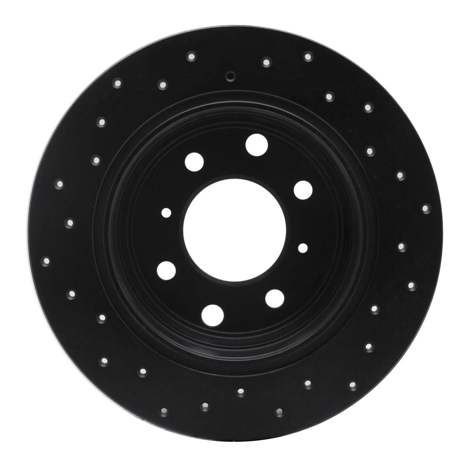 R1 Concepts 64-94 Alfa Romeo BERLINA Rear Right Drilled Black Brake Rotor - Image 2