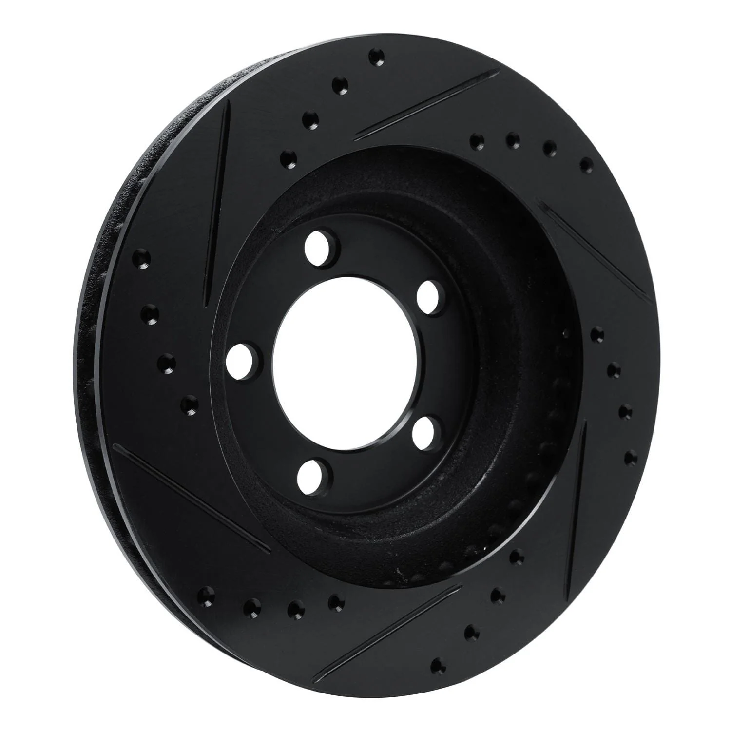 R1 Concepts 67-67 Ford Galaxie Front Right Drilled & Slotted Black Brake Rotor - Image 2