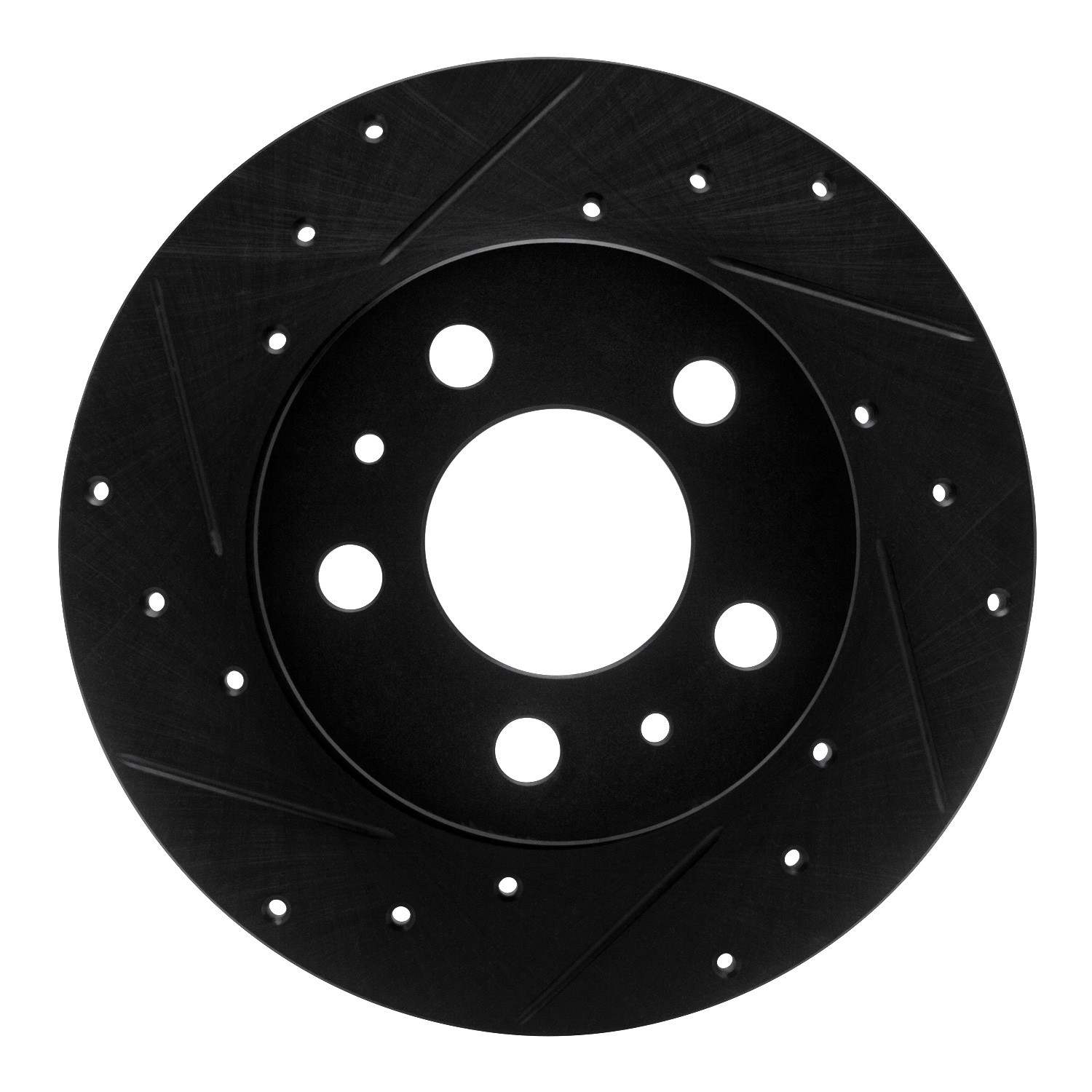 R1 Concepts 67-72 Volvo 142 Front Left Drilled & Slotted Black Brake Rotor