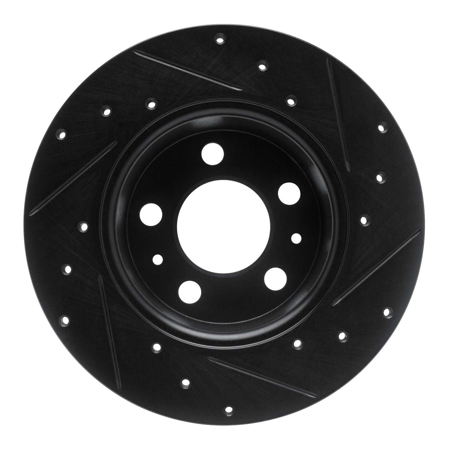 R1 Concepts 67-72 Volvo 142 Front Left Drilled & Slotted Black Brake Rotor - Image 2