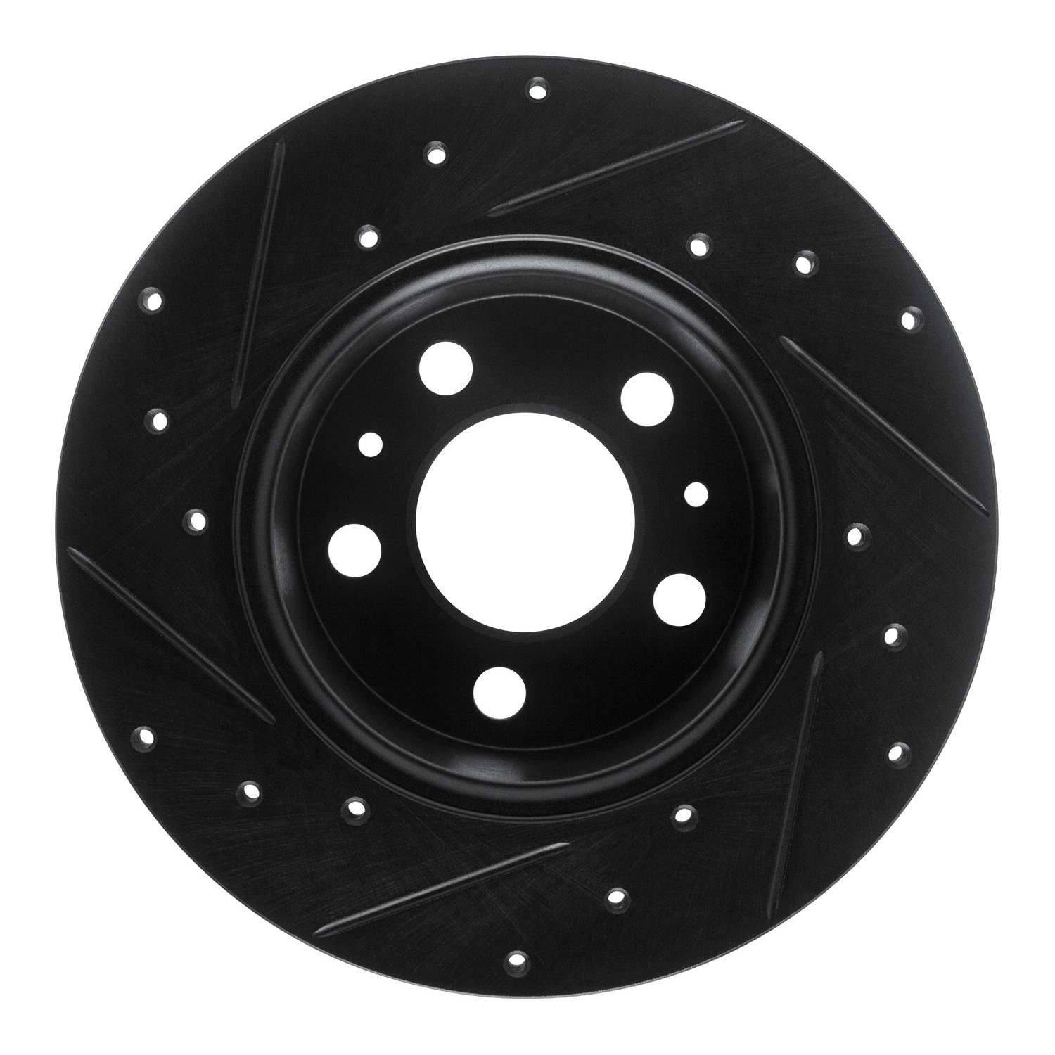 R1 Concepts 67-72 Volvo 164 Front Right Drilled & Slotted Black Brake Rotor - Image 2
