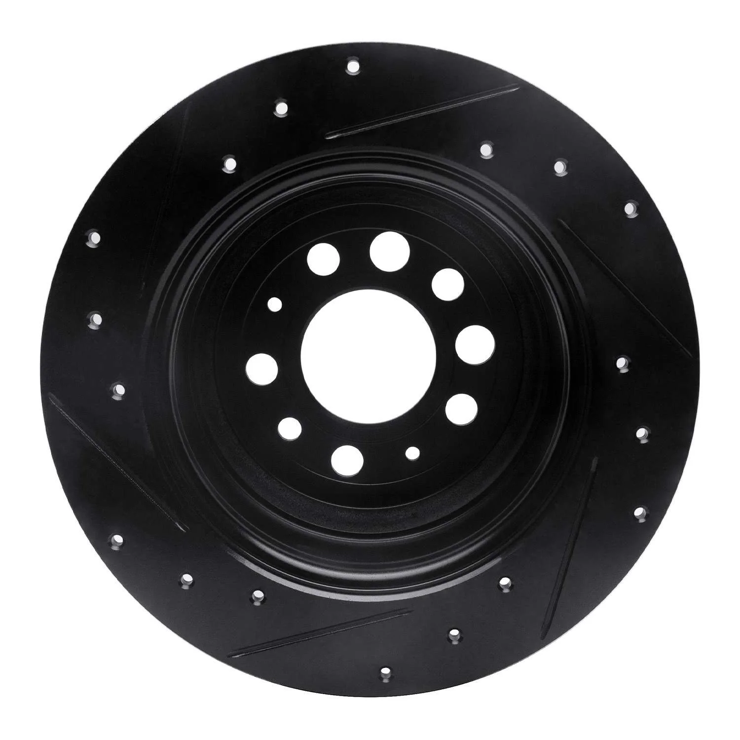 R1 Concepts 67-74 Volvo 164 Rear Right Drilled & Slotted Black Brake Rotor - Image 2