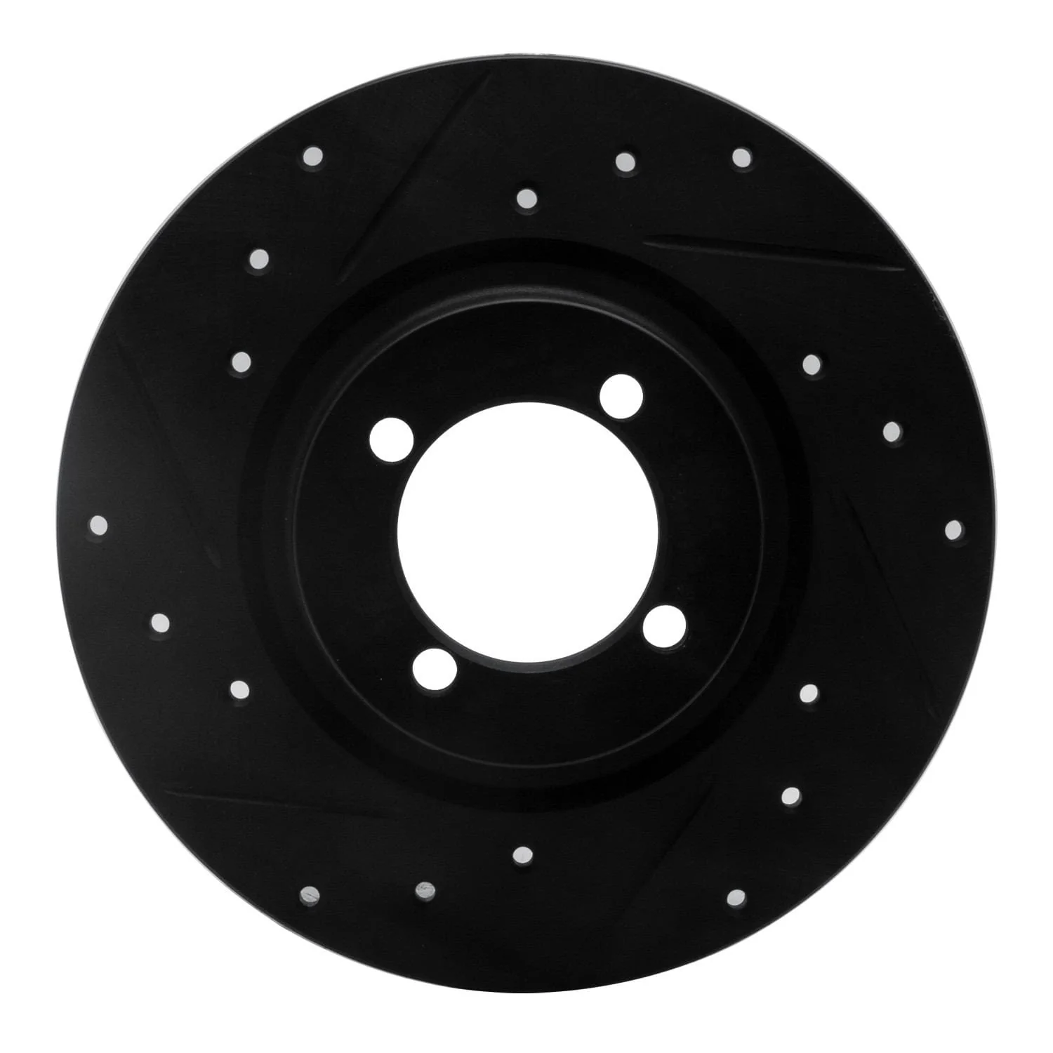 R1 Concepts 67-76 BMW 1600 Front Left Drilled & Slotted Black Brake Rotor