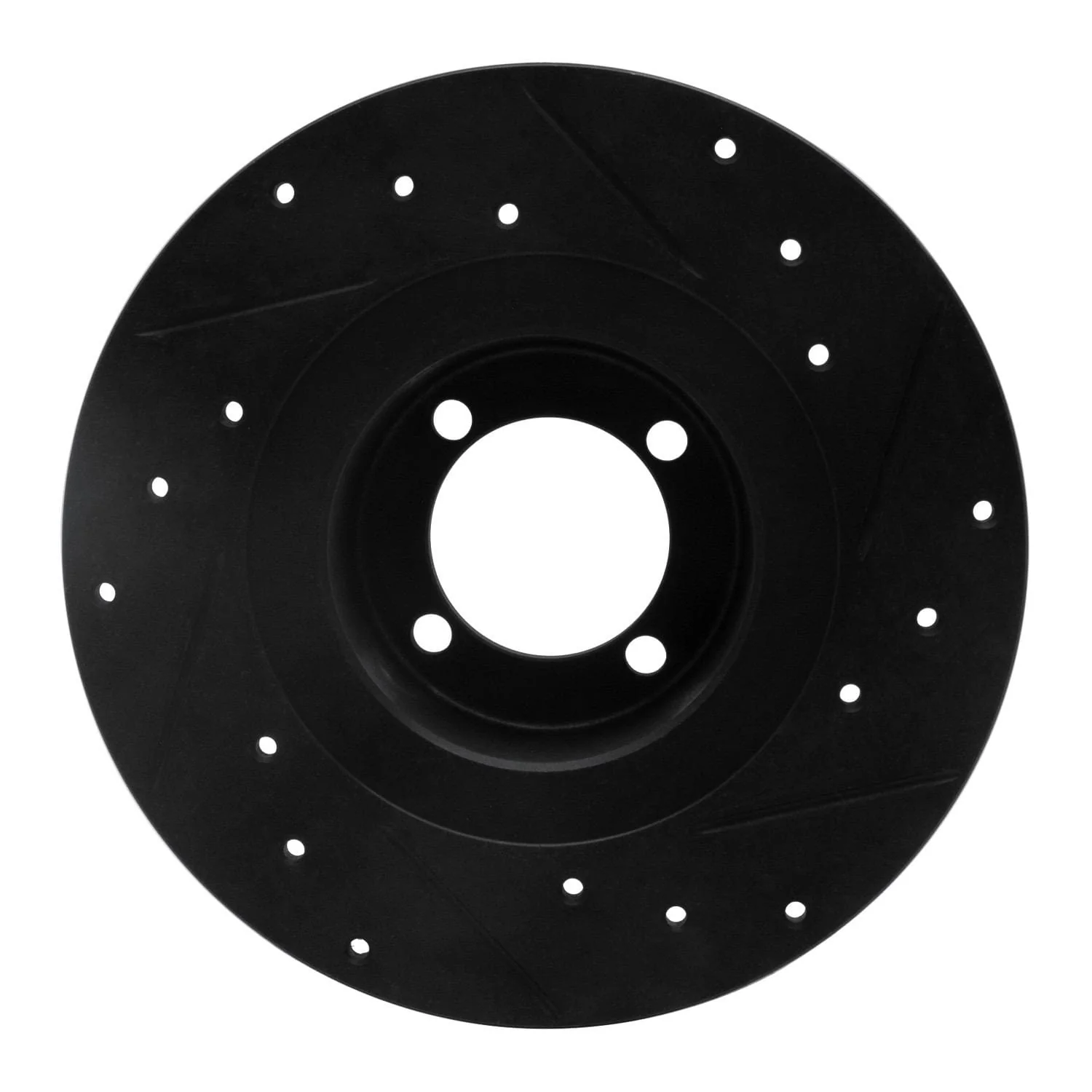 R1 Concepts 67-76 BMW 1600 Front Left Drilled & Slotted Black Brake Rotor - Image 2
