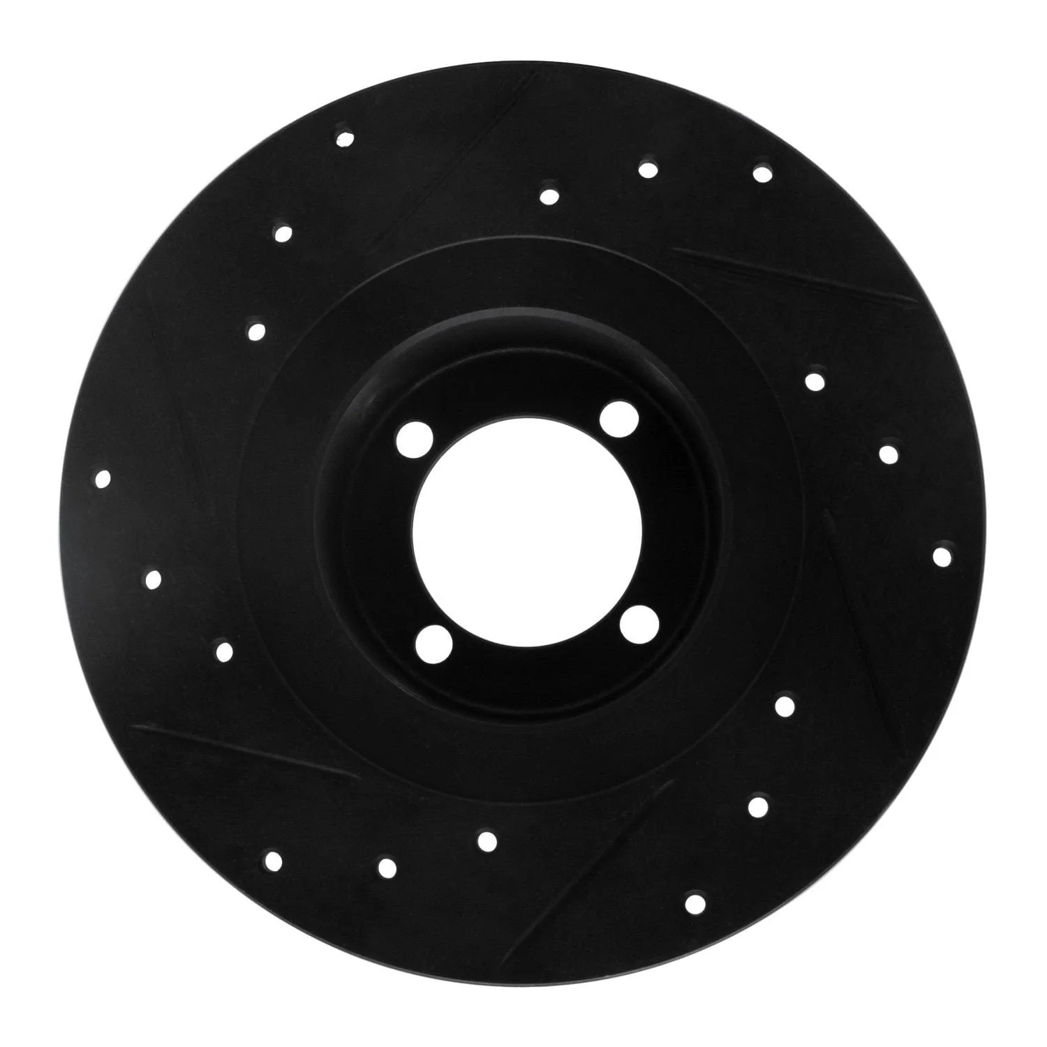 R1 Concepts 67-76 BMW 1600 Front Right Drilled & Slotted Black Brake Rotor - Image 2