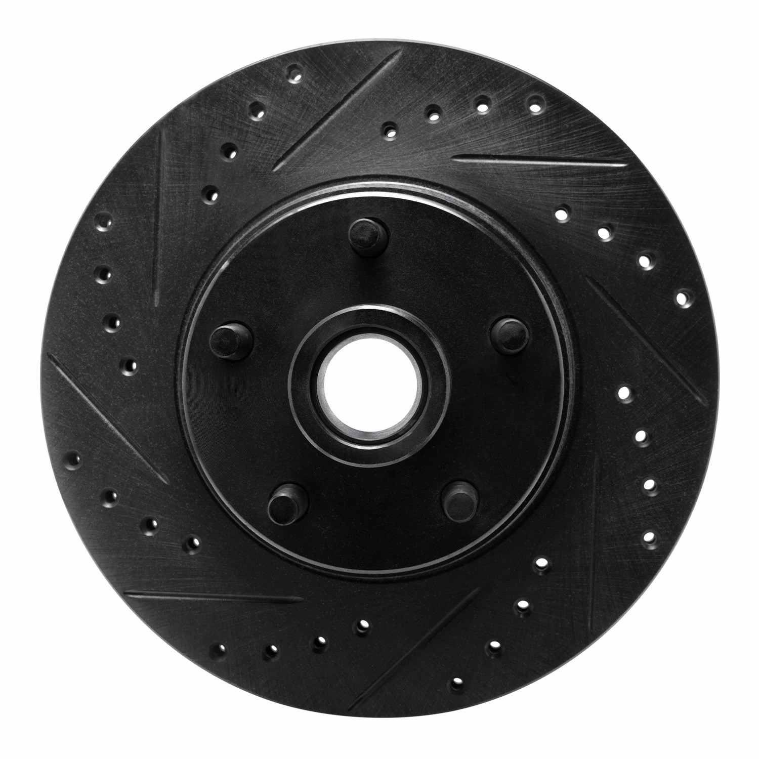 R1 Concepts 68-70 Ford Fairlane Front Left Drilled & Slotted Black Brake Rotor