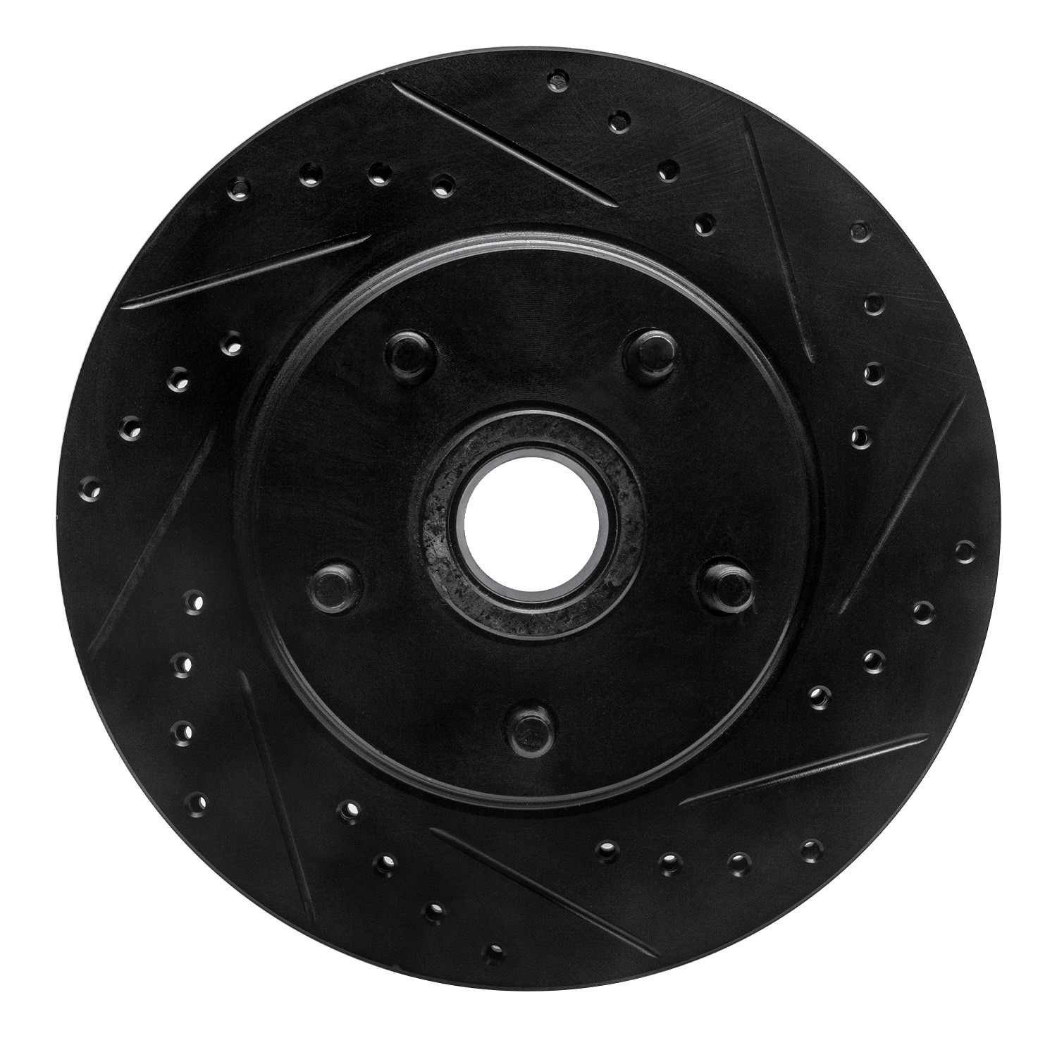 R1 Concepts 68-73 Ford Mustang Front Right Drilled & Slotted Black Brake Rotor