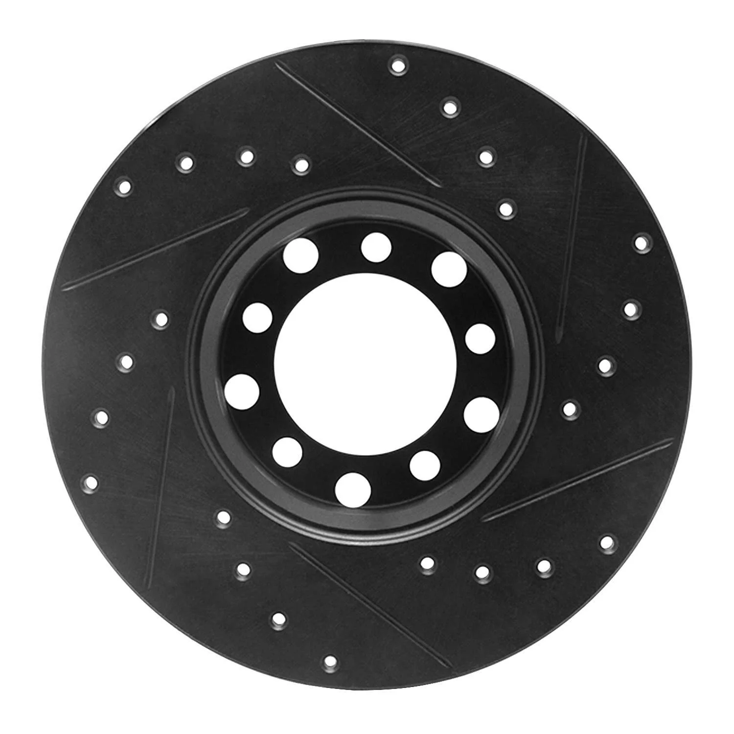 R1 Concepts 68-76 Mercedes-Benz 220 Front Left Drilled & Slotted Black Brake Rotor - Image 2