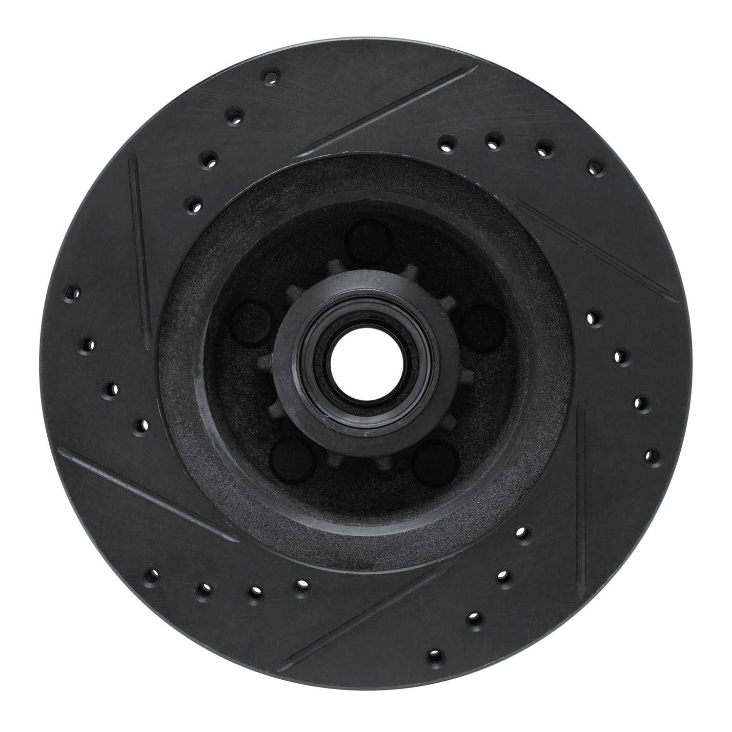 R1 Concepts 70-72 Dodge Charger Front Right Drilled & Slotted Black Brake Rotor - Image 2