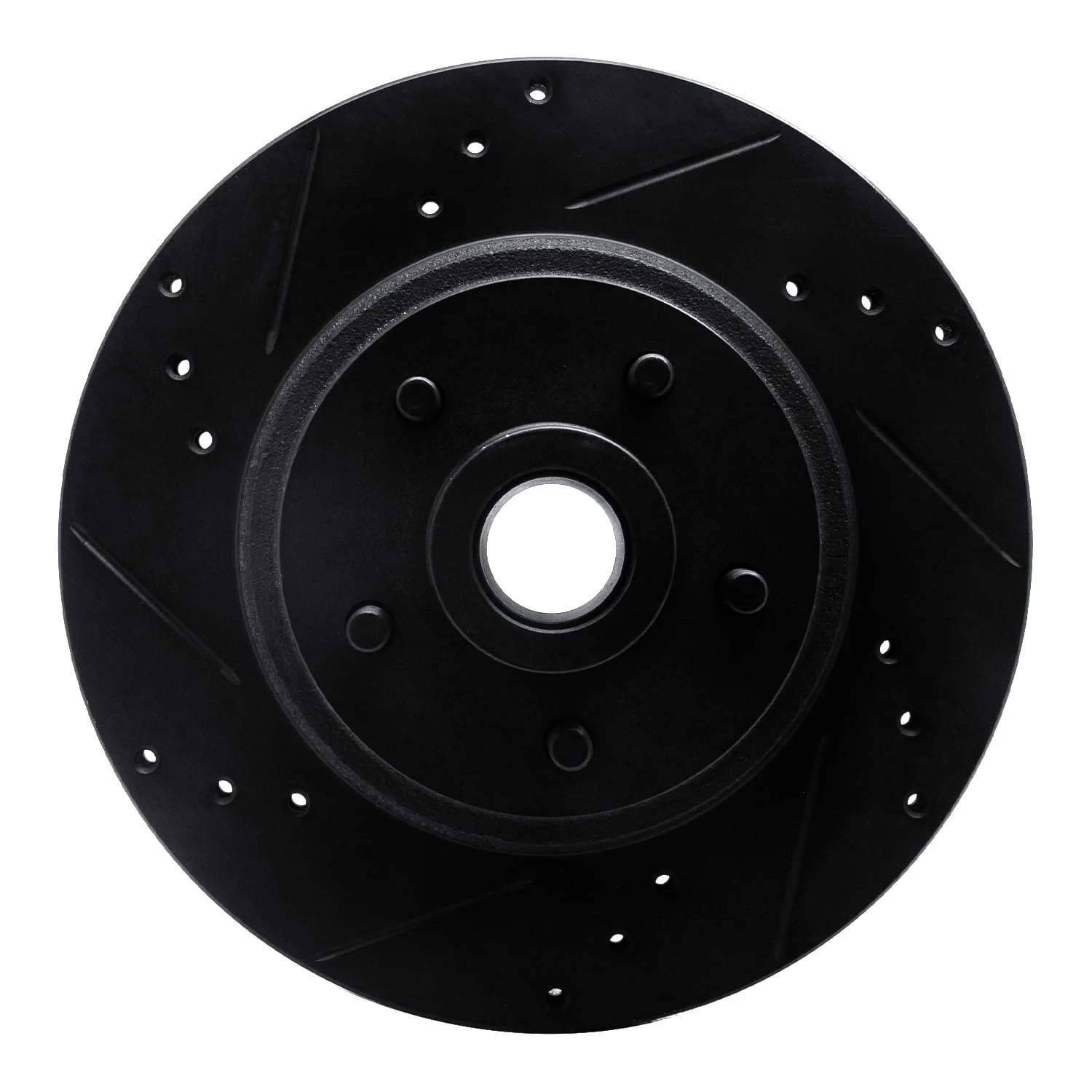 R1 Concepts 70-72 Ford Galaxie 500 Front Left Drilled & Slotted Black Brake Rotor