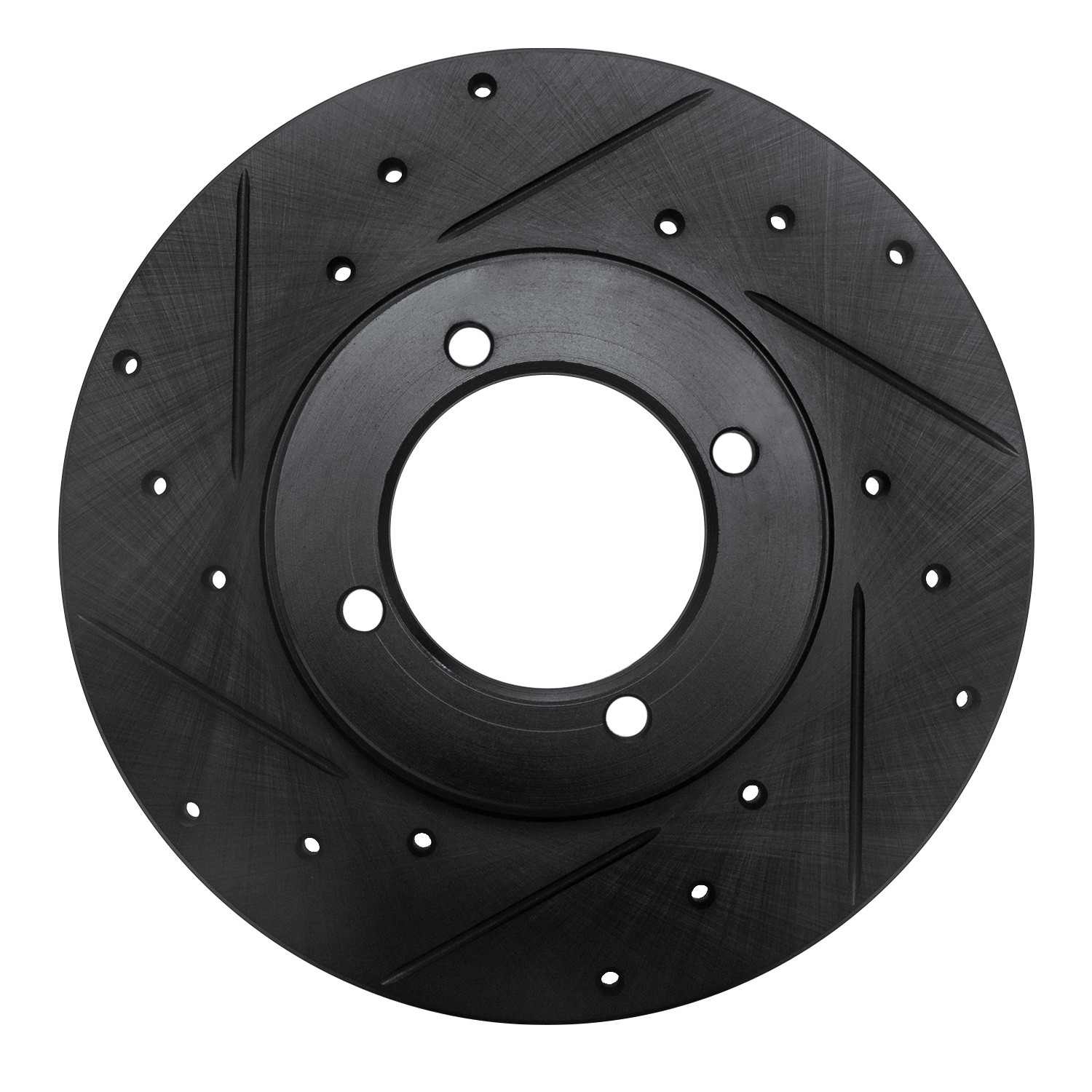 R1 Concepts 70-73 Nissan 240Z Front Left Drilled & Slotted Black Brake Rotor