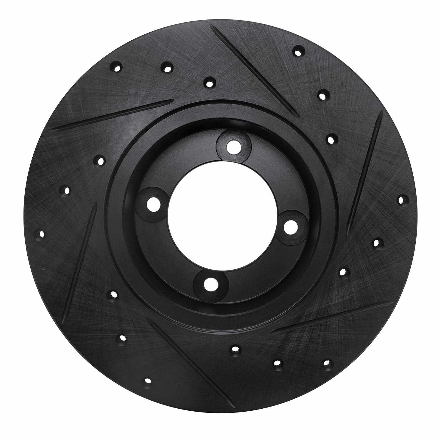 R1 Concepts 70-73 Nissan 240Z Front Left Drilled & Slotted Black Brake Rotor - Image 2