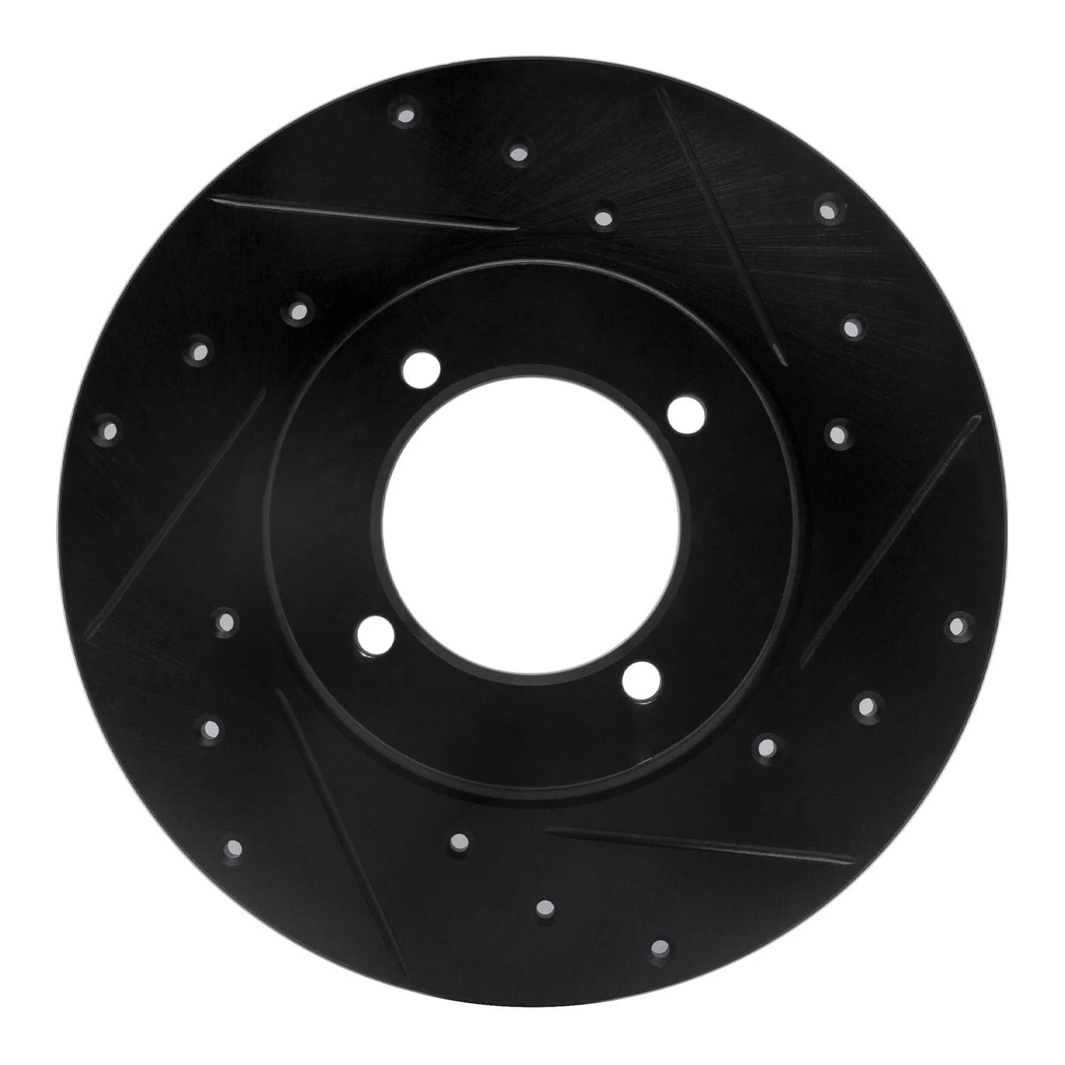R1 Concepts 70-73 Nissan 240Z Front Right Drilled & Slotted Black Brake Rotor