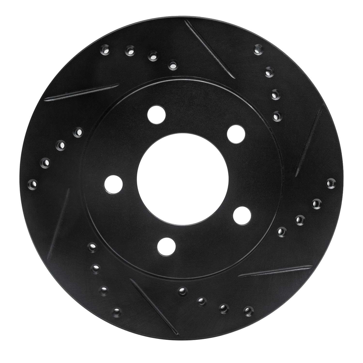 R1 Concepts 70-93 Ford Taurus (Excl SHO) Front Right Drilled & Slotted Black Brake Rotor
