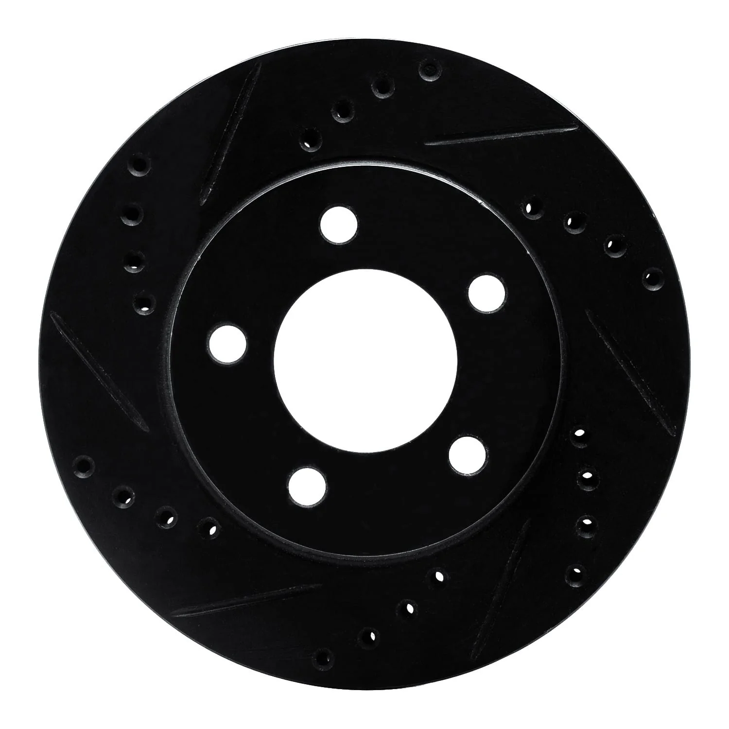 R1 Concepts 70-93 Ford Taurus SHO Front Left Drilled & Slotted Black Brake Rotor
