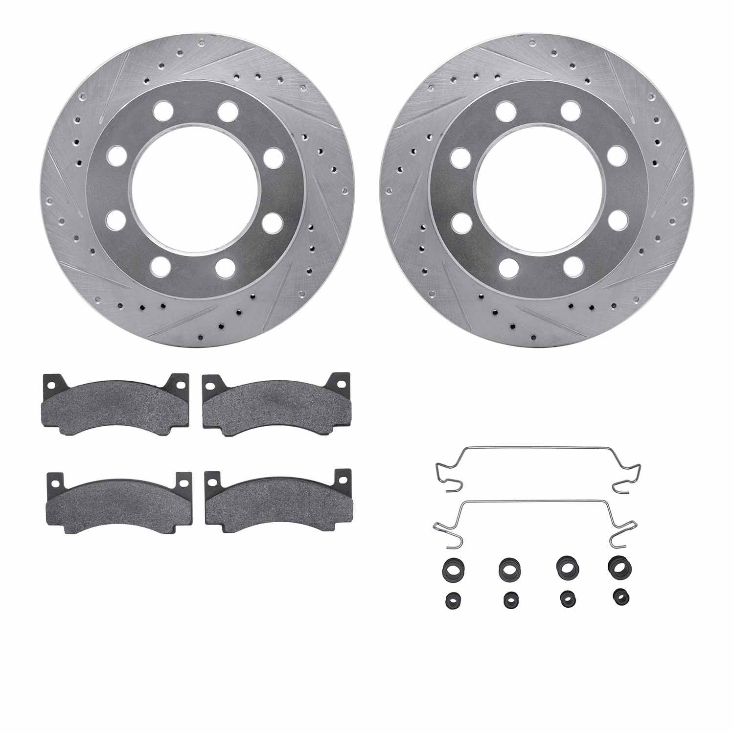 R1 Concepts 71-72 Dodge D200 Pickup Front Drill/Slot Silver Rotors w/Optimum Pads