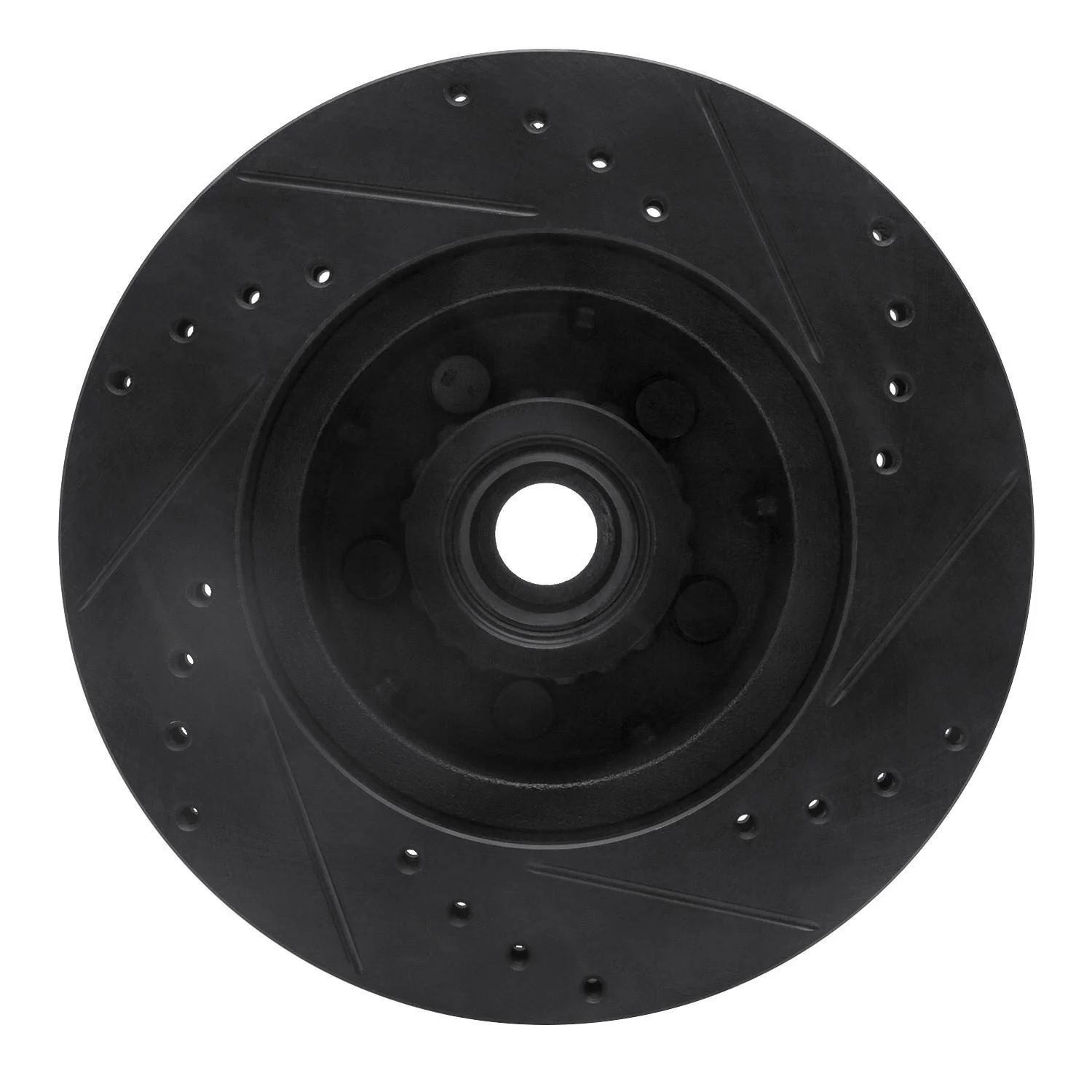 R1 Concepts 71-81 Chrysler Newport Front Left Drilled & Slotted Black Brake Rotor - Image 2