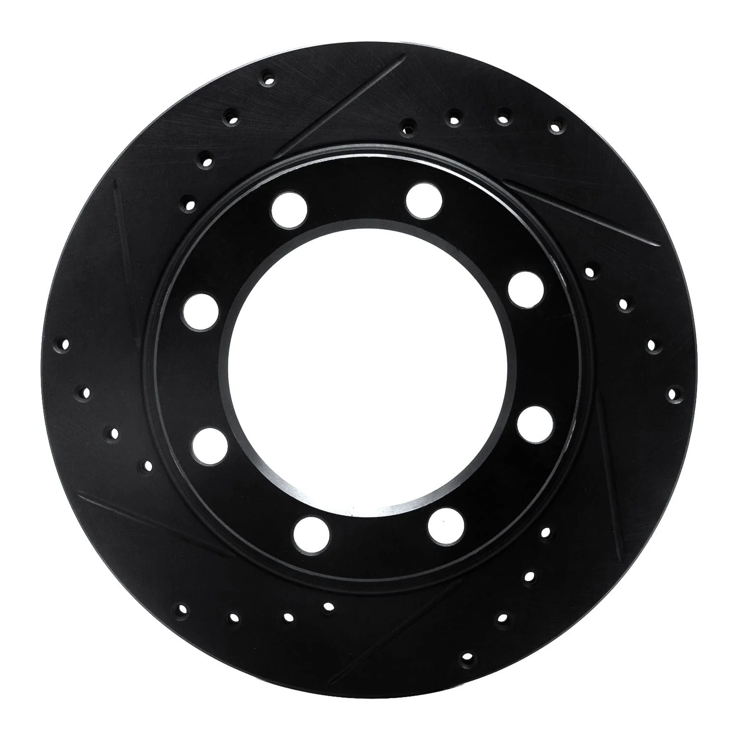 R1 Concepts 71-91 Chevrolet C30 Pickup Front Left Drilled & Slotted Black Brake Rotor