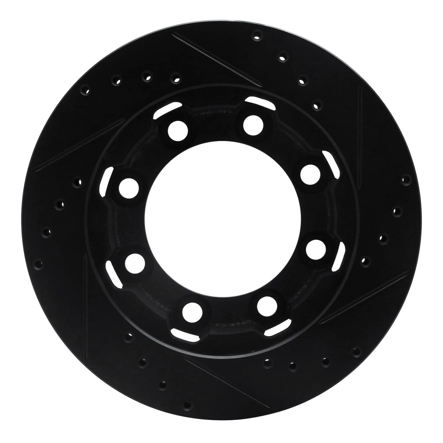 R1 Concepts 71-91 Chevrolet C30 Pickup Front Left Drilled & Slotted Black Brake Rotor - Image 2