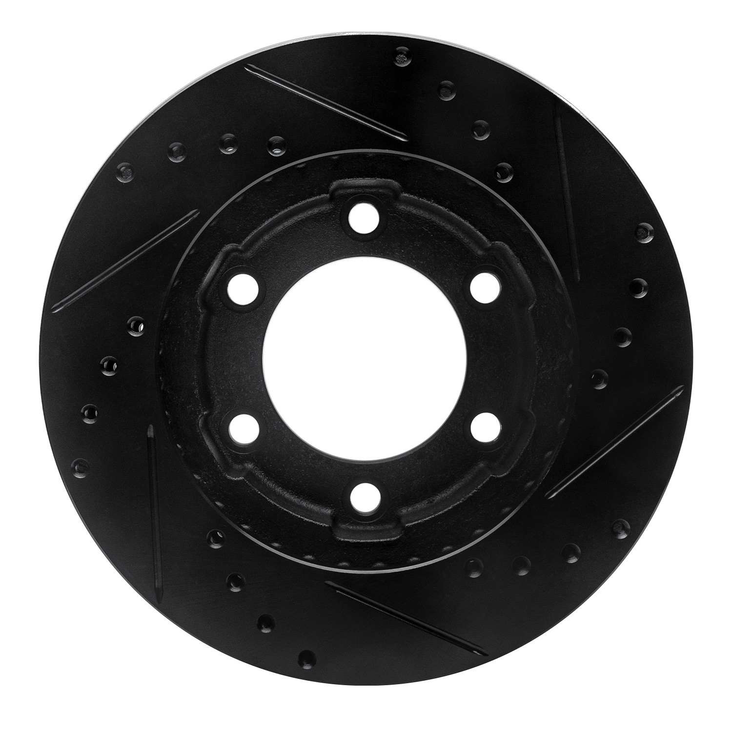 R1 Concepts 71-91 Chevrolet K10 Front Left Drilled & Slotted Black Brake Rotor - Image 2