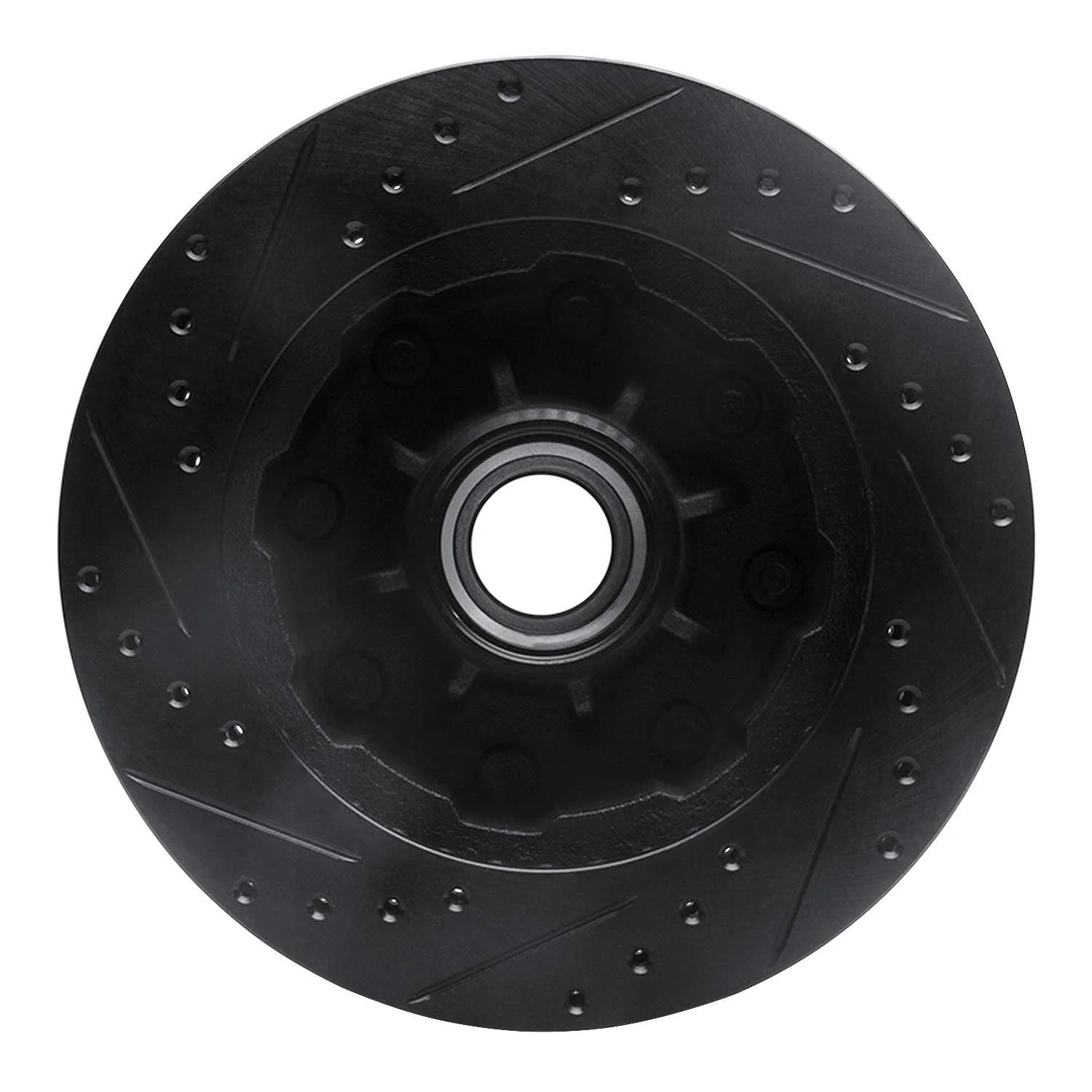 R1 Concepts 71-95 Chevrolet C20 Pickup Front Right Drilled & Slotted Black Brake Rotor - Image 2