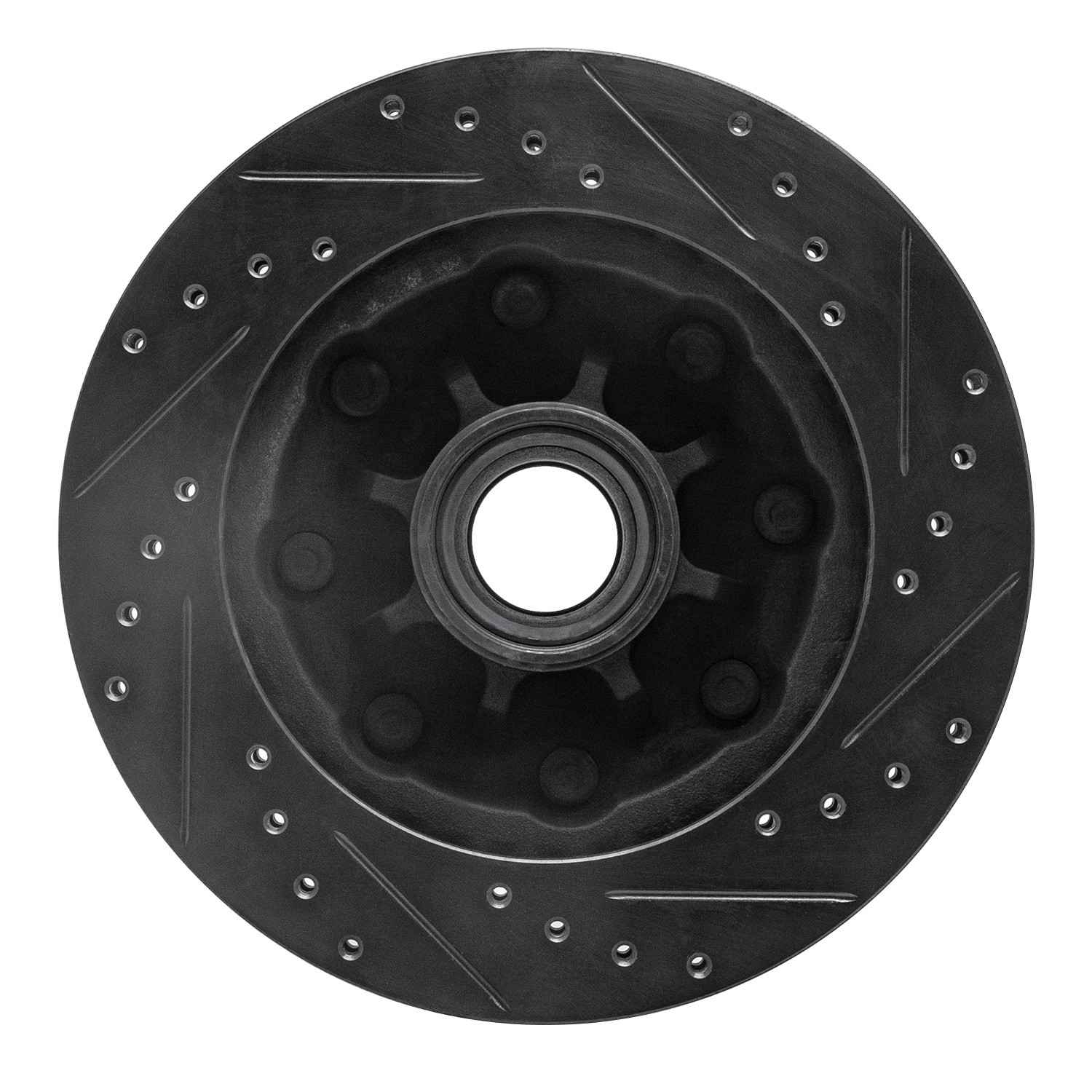 R1 Concepts 71-95 Chevrolet P20 Front Left Drilled & Slotted Black Brake Rotor - Image 2