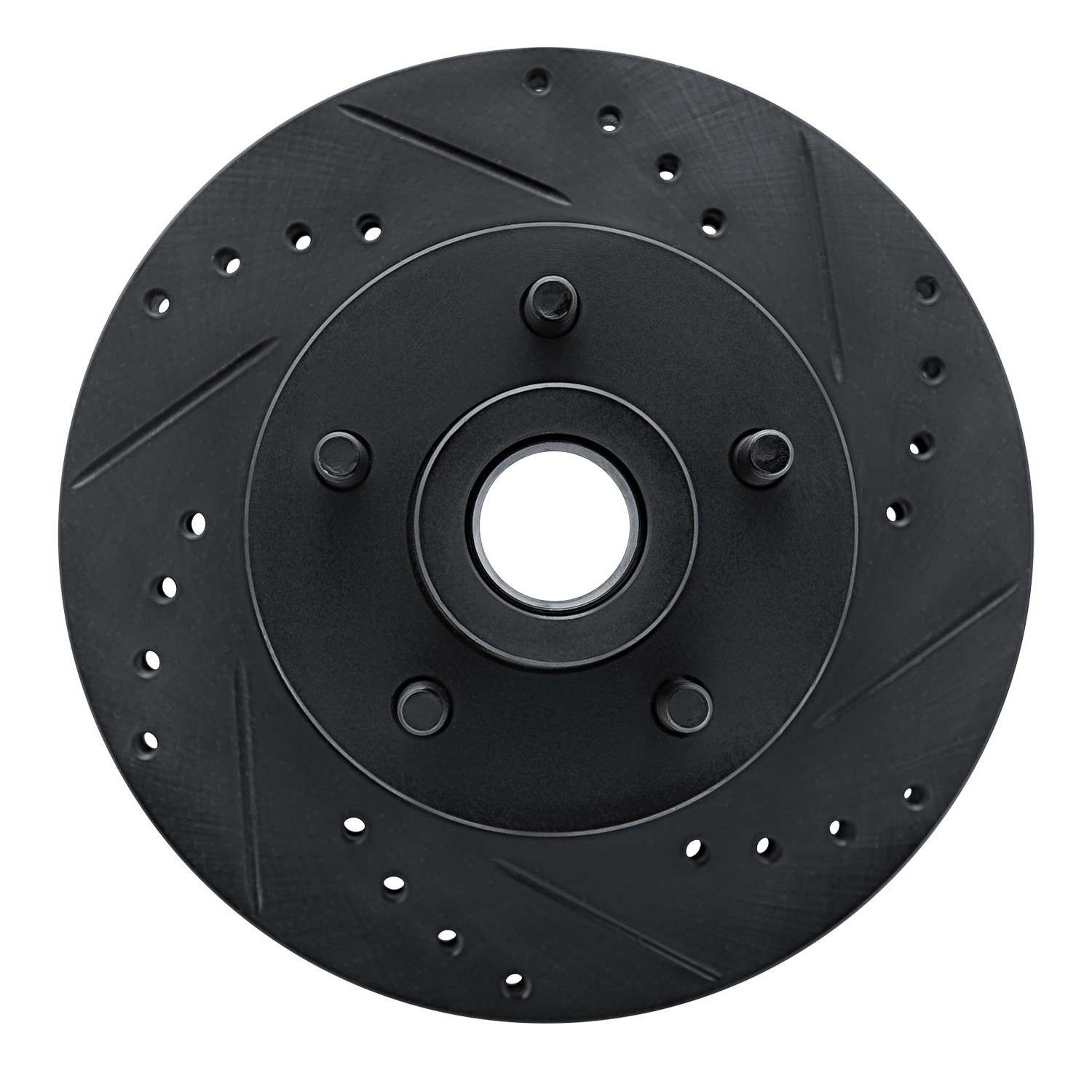 R1 Concepts 72-73 Ford Gran Torino Front Right Drilled & Slotted Black Brake Rotor