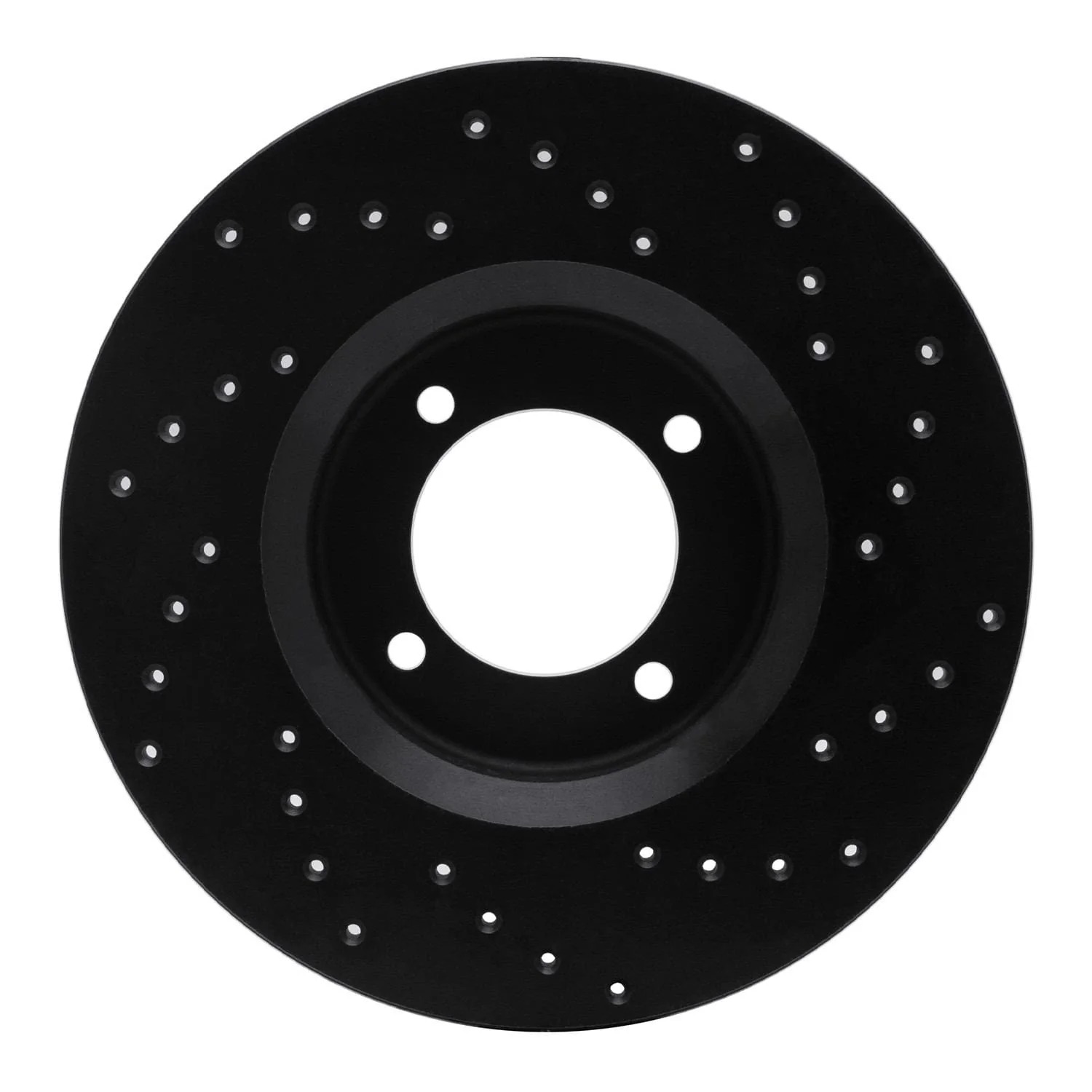 R1 Concepts 72-82 Toyota Corona Front Left Drilled Black Brake Rotor - Image 2