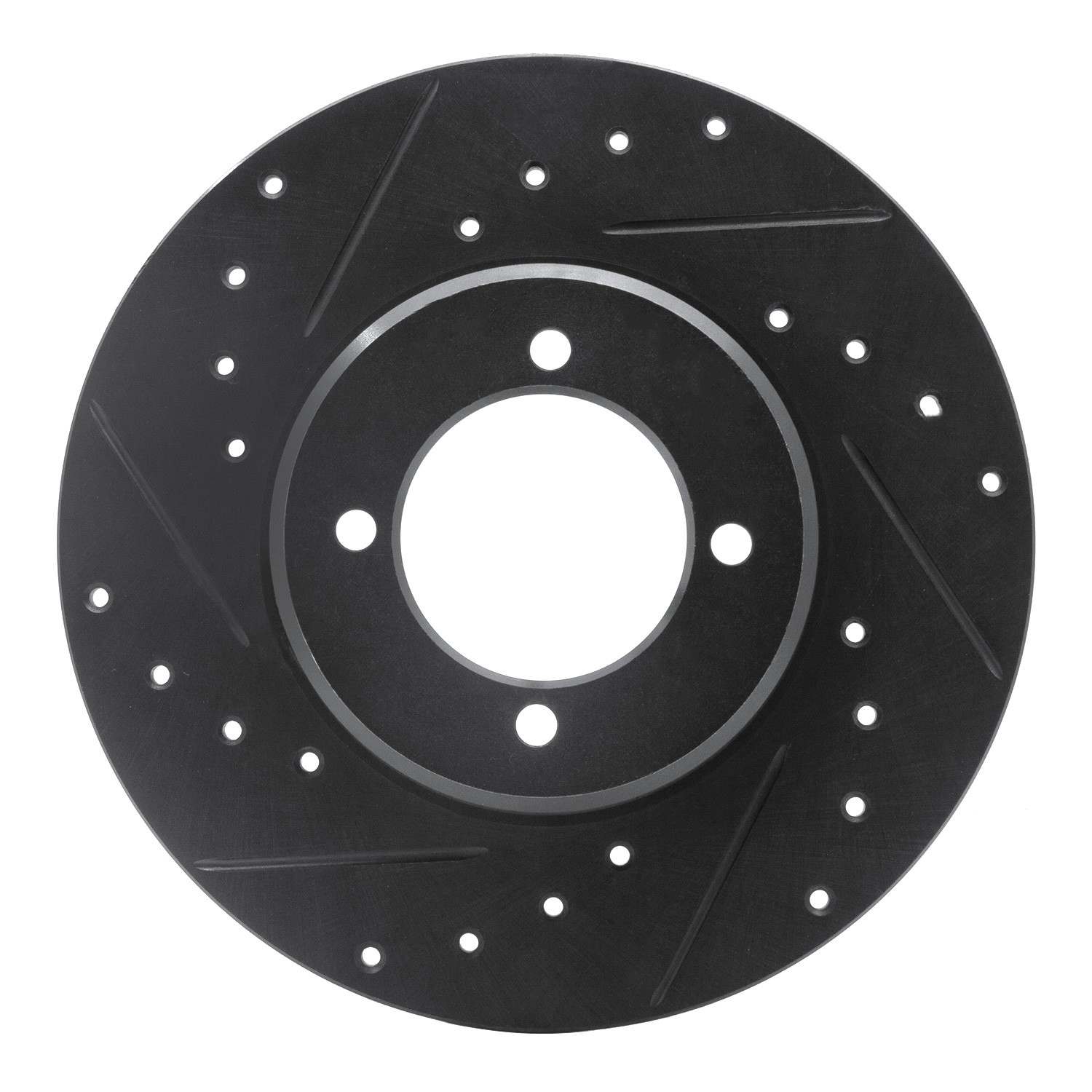 R1 Concepts 72-82 Toyota CORONA Front Left Drilled & Slotted Black Brake Rotor