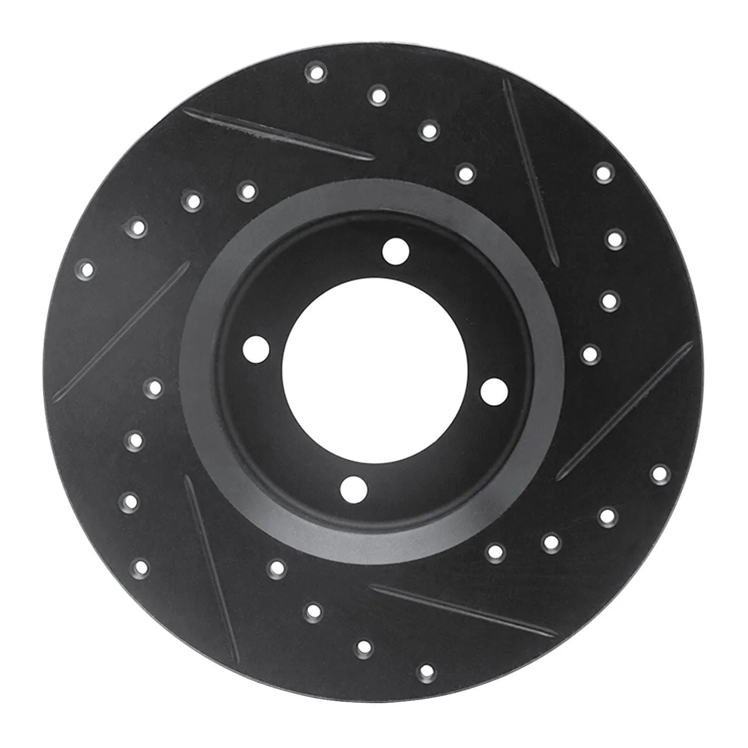 R1 Concepts 72-82 Toyota CORONA Front Left Drilled & Slotted Black Brake Rotor - Image 2