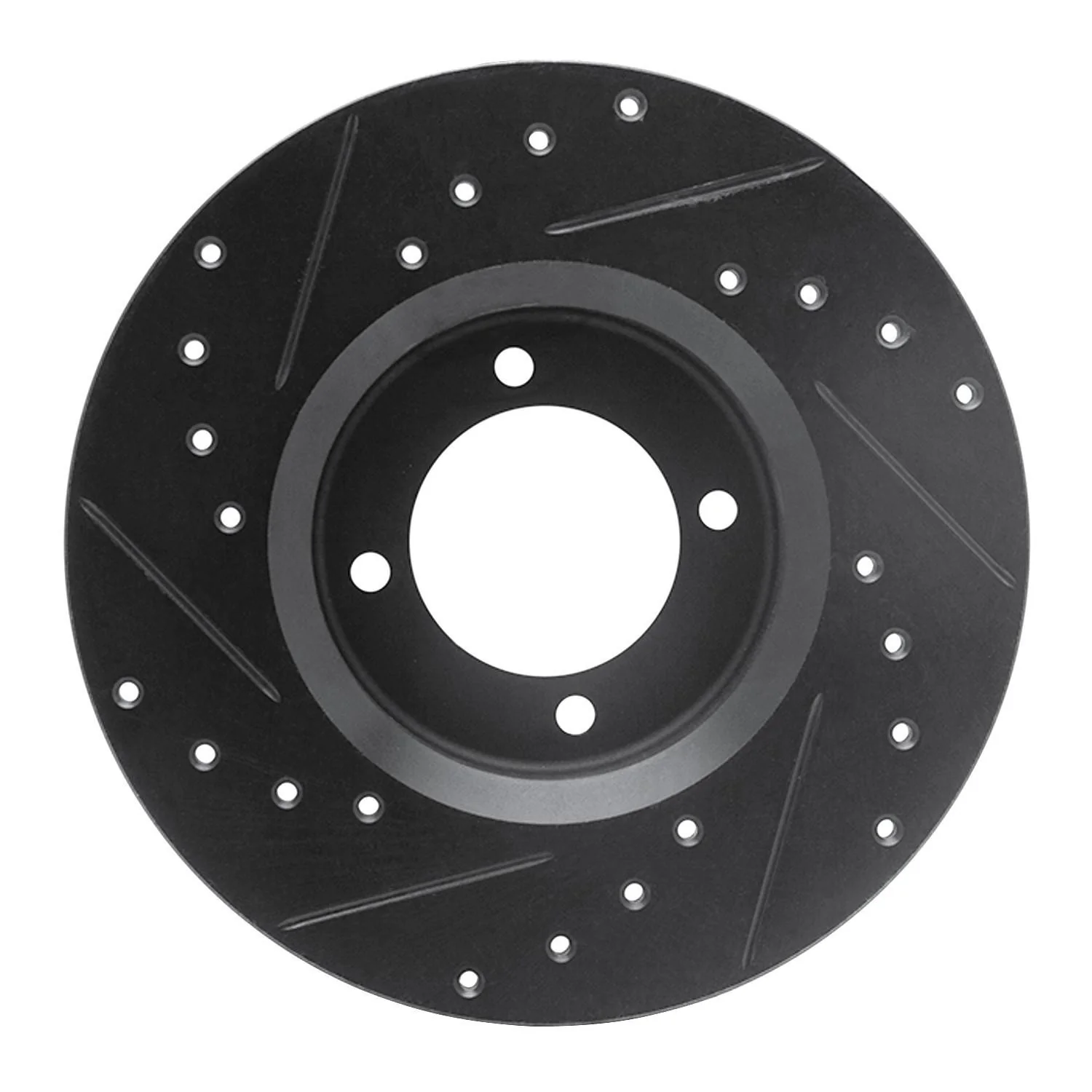 R1 Concepts 72-82 Toyota CORONA Front Right Drilled & Slotted Black Brake Rotor - Image 2